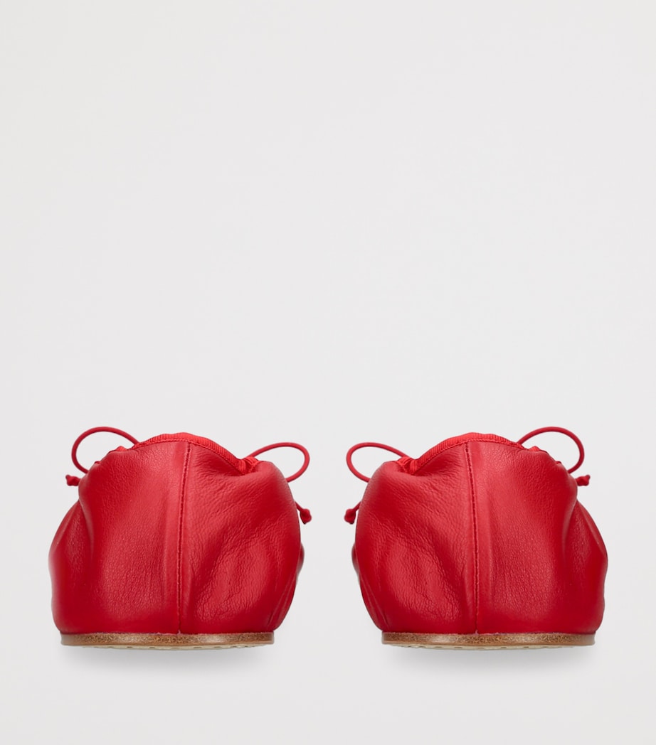 Nappa Leather Round Ballet Flats RED Image 2