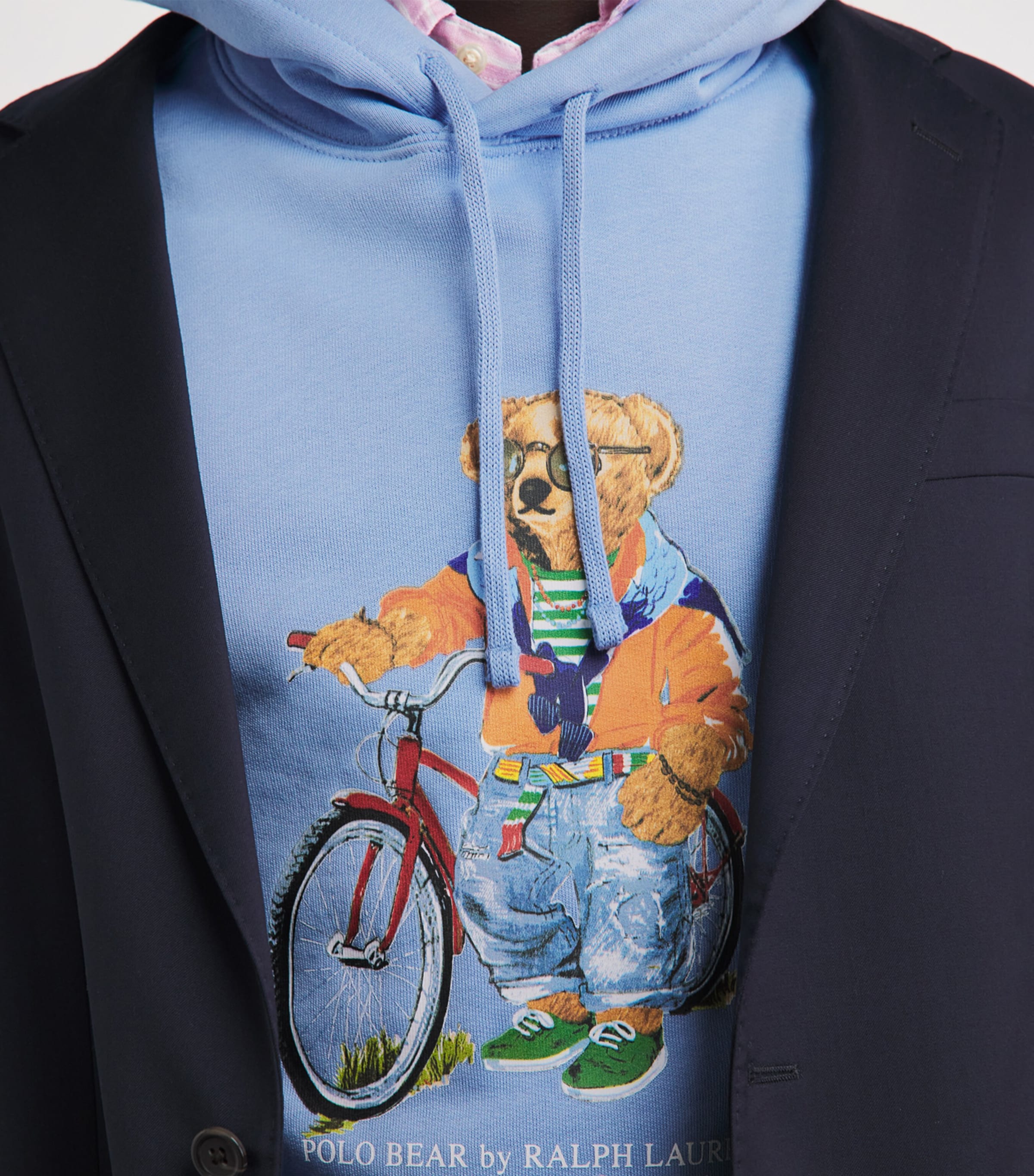 Polo Ralph Lauren Mens Cotton-Blend Polo Bear Hoodie Austin Blue Ss Bear Image 3