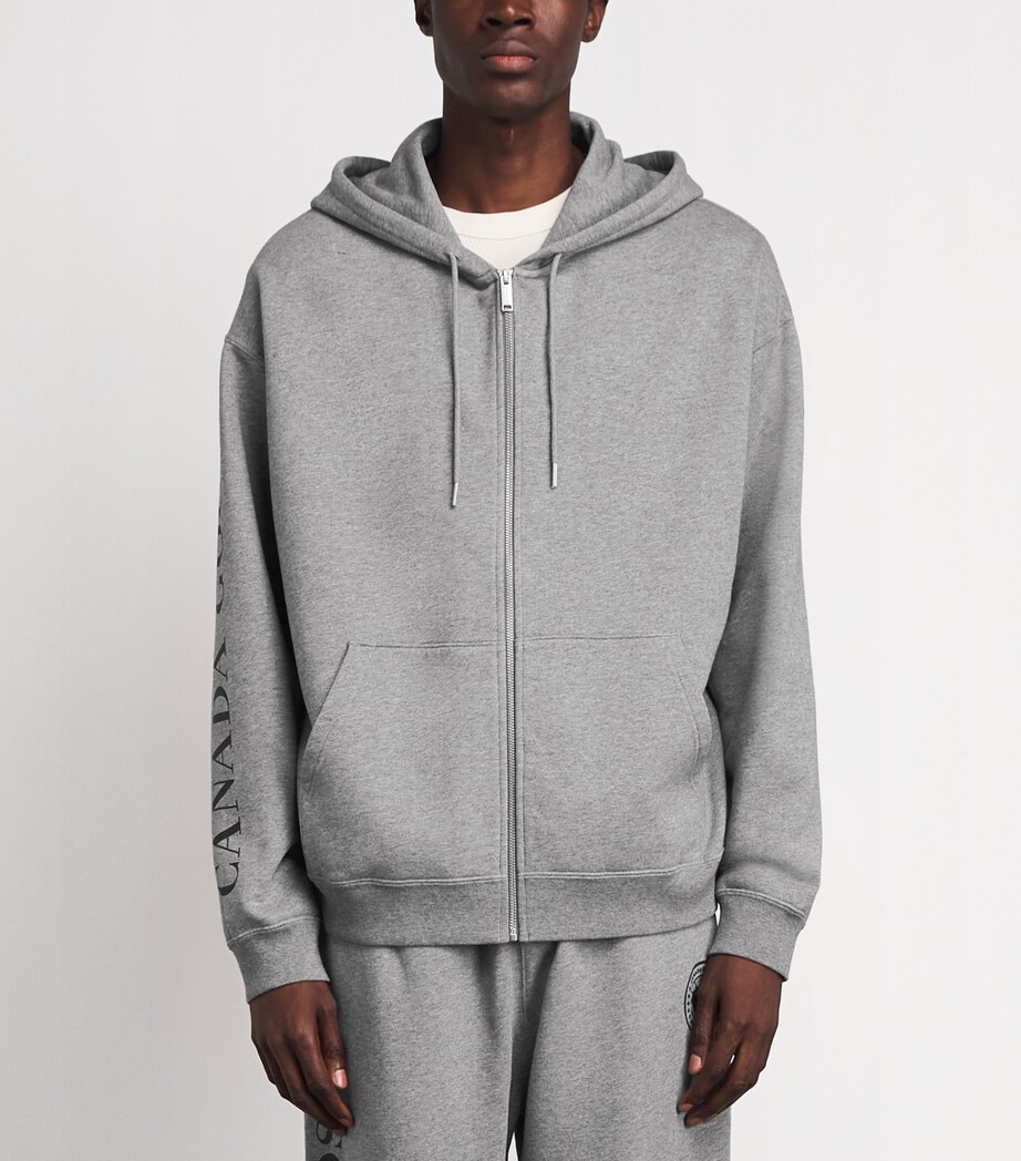 Canada Goose Mens Organic Cotton Graphic Rove Zip-Up Hoodie Stone Heather Image 4