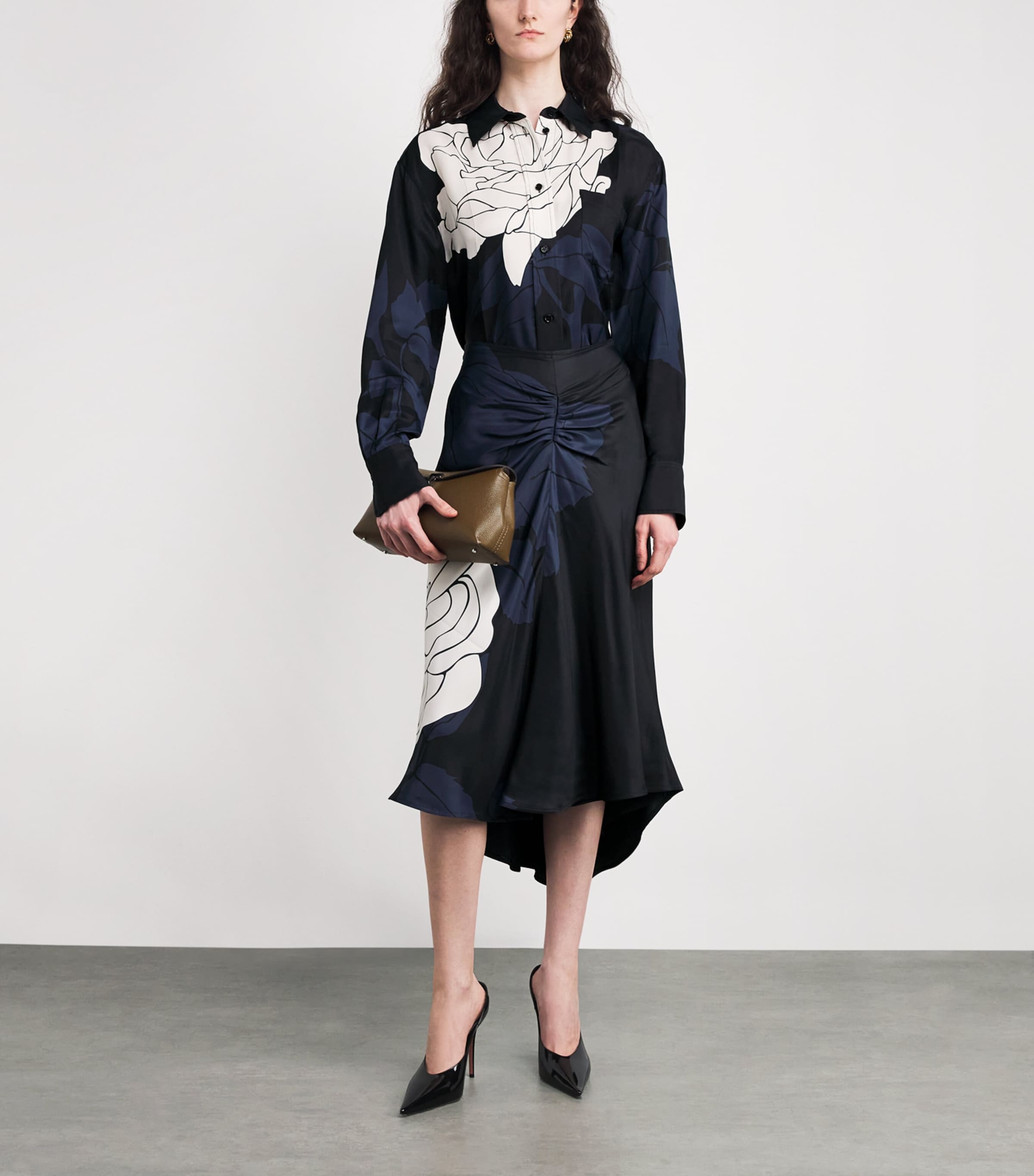 Floral Pyjama Shirt 9665 NAVY/PALE ROSE Image 2