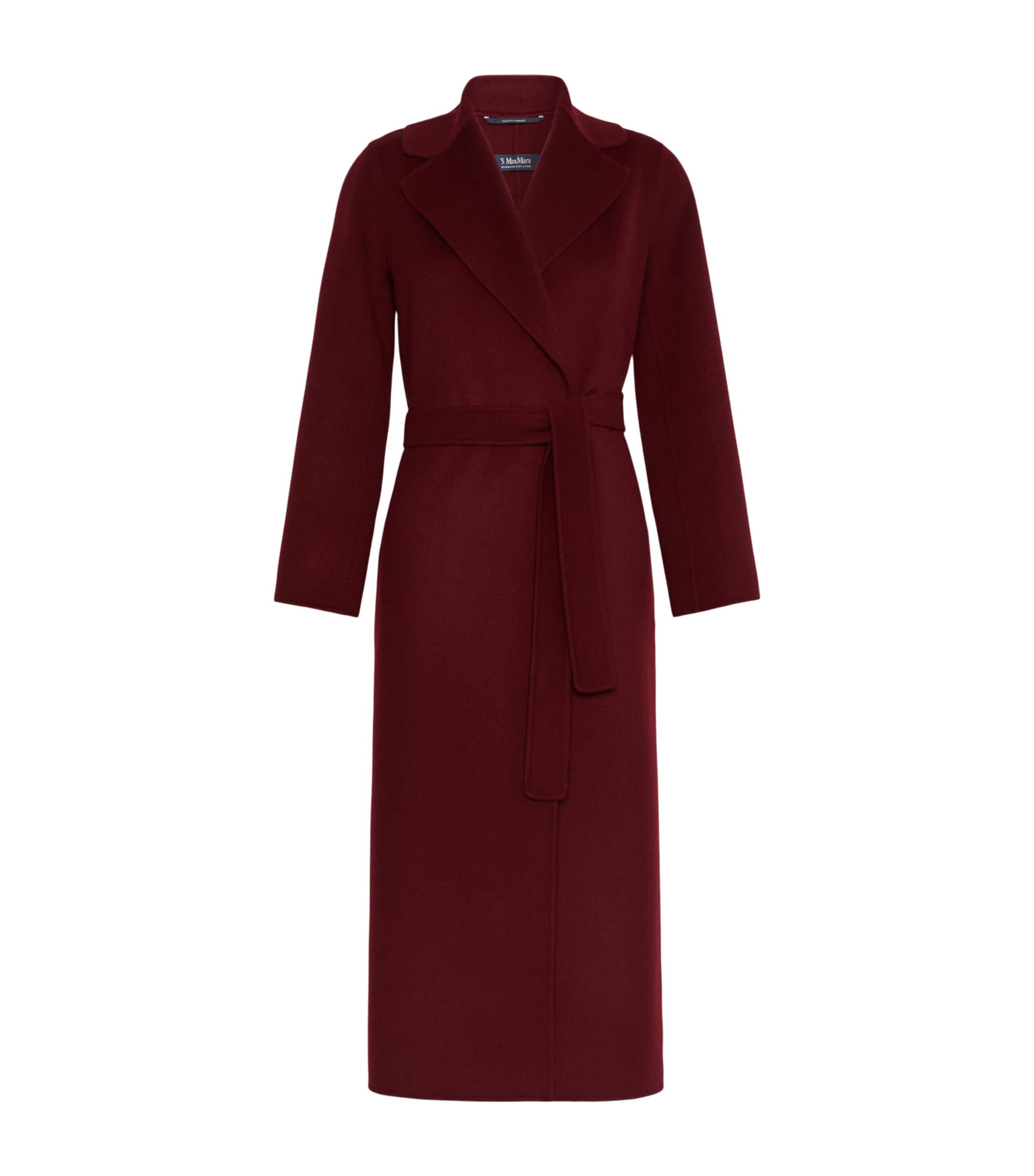 Max Mara Womens Virgin Wool Wrap Coat Bordeaux Image 1