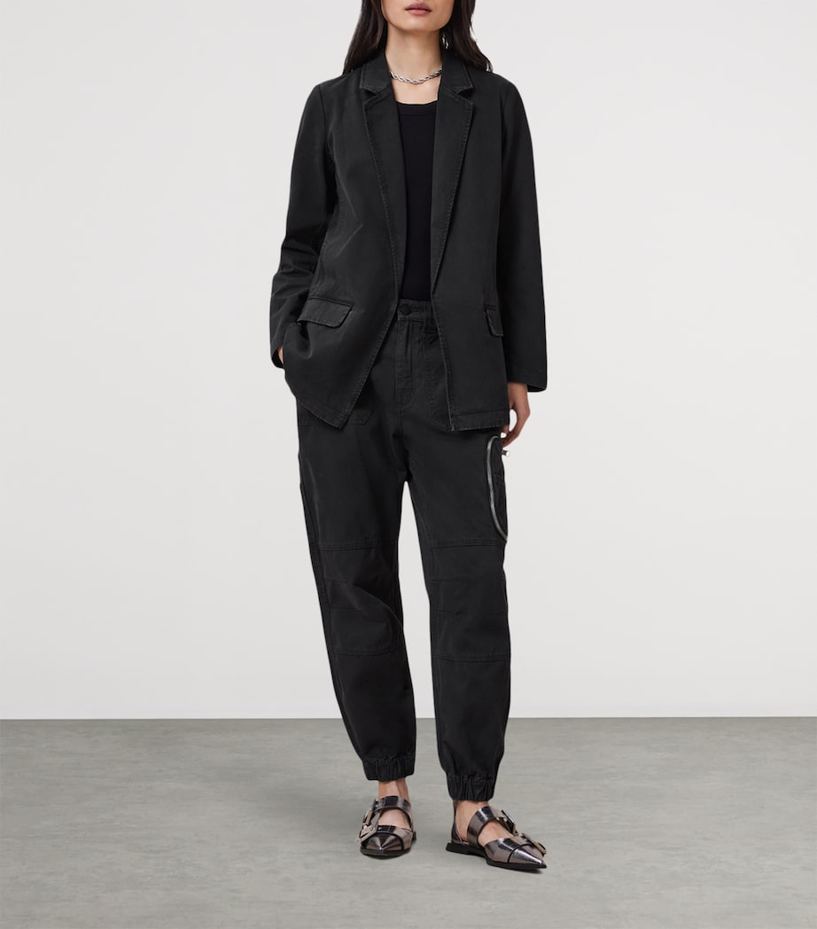 AllSaints Womens Denim Aleida Blazer Washed Black Image 2