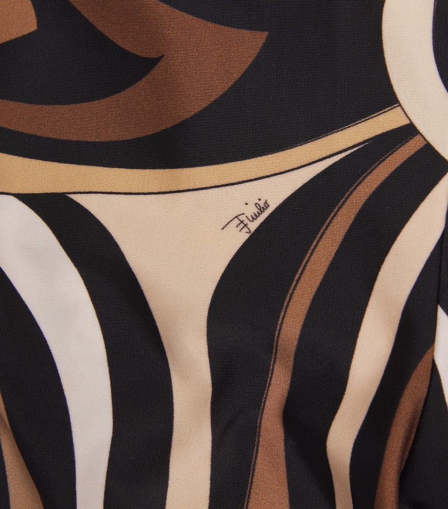 Marmo Print One-Shoulder Swimsuit 066/BLACK GOLD Image 4