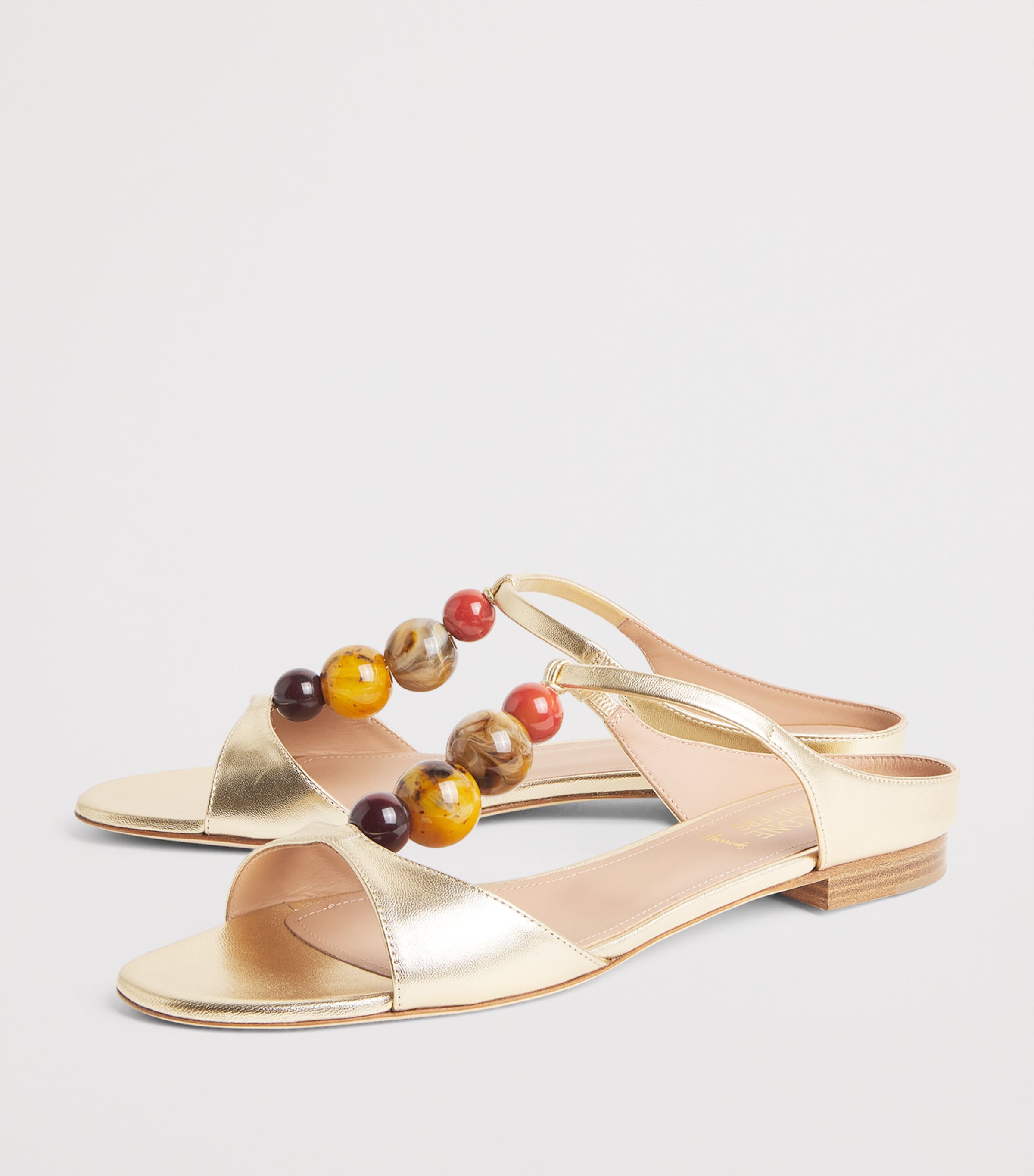 Malone Souliers x Harrods Metallic Leather Lena Sandals Antique Gold Image 3