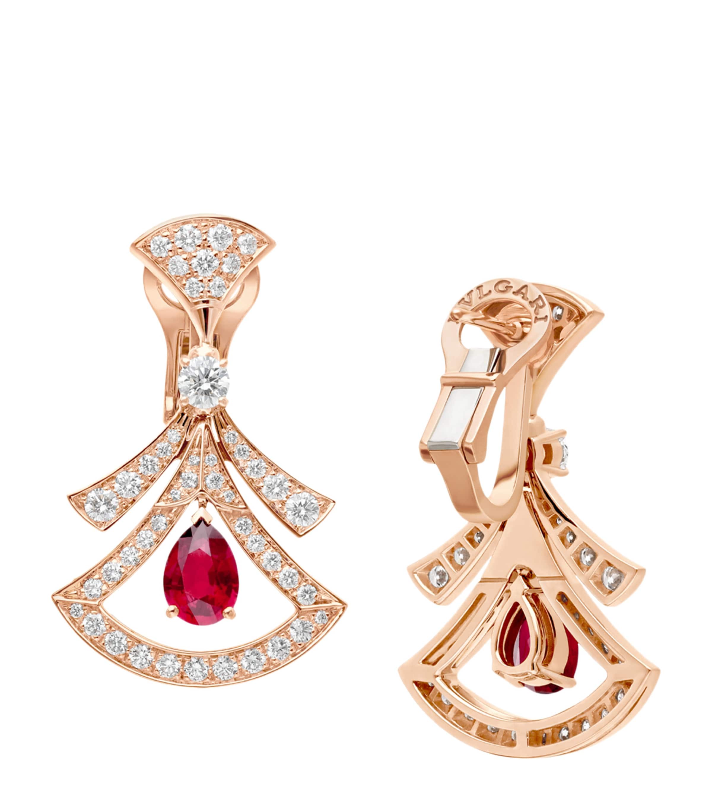 Rose Gold, Diamond and Ruby Divas’ Dream Openwork Earrings PINK GOLD Image 3