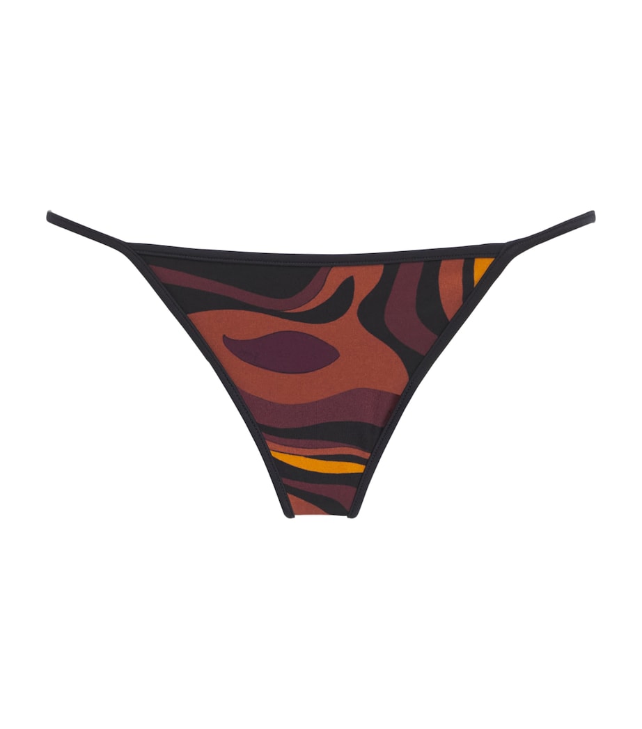 PUCCI Womens Marmo Print Bikini Bottoms Bordeaux Gold Image 1