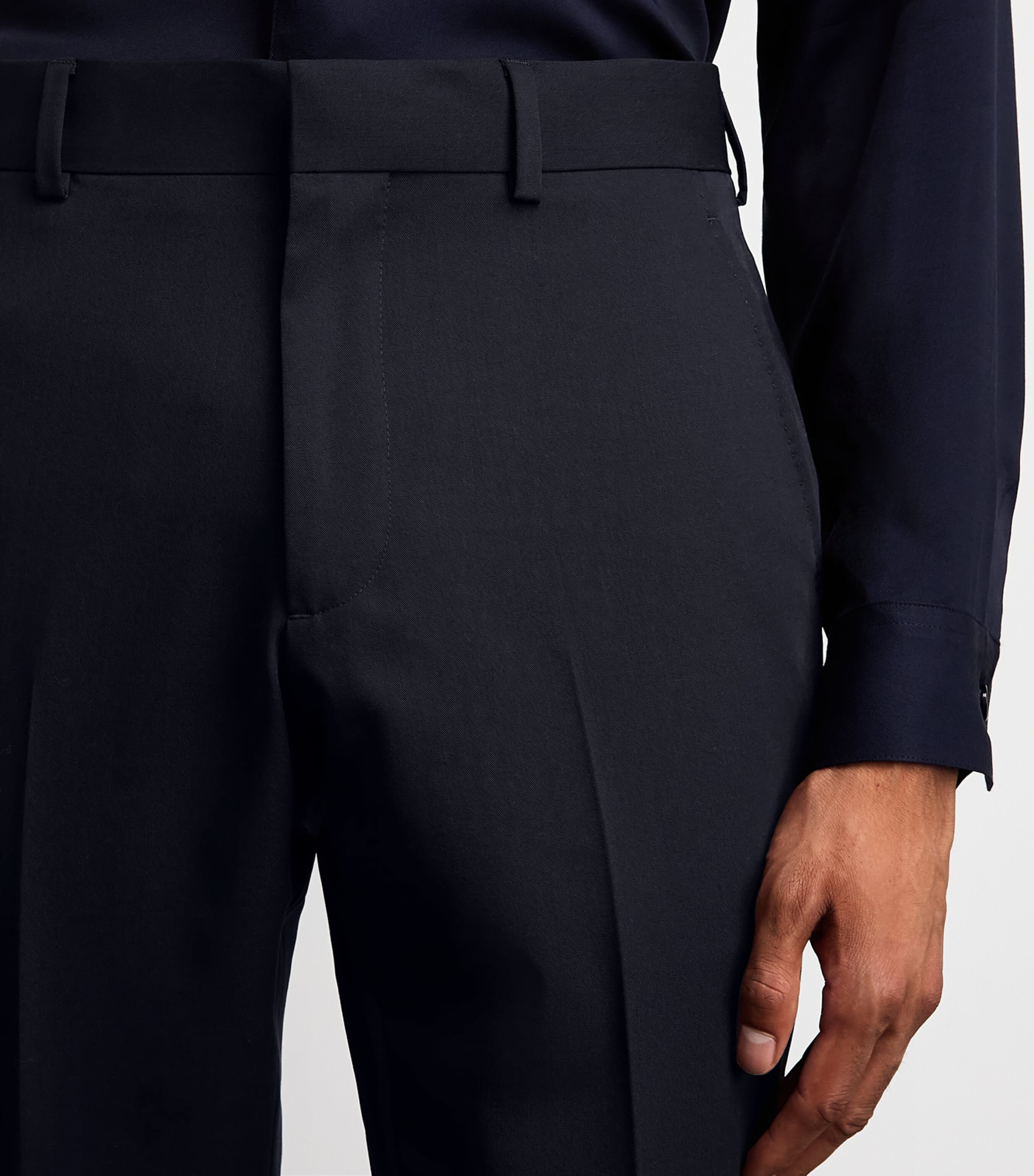 Sandro Paris Mens Virgin Wool Straight Trousers Navy Blue Image 3