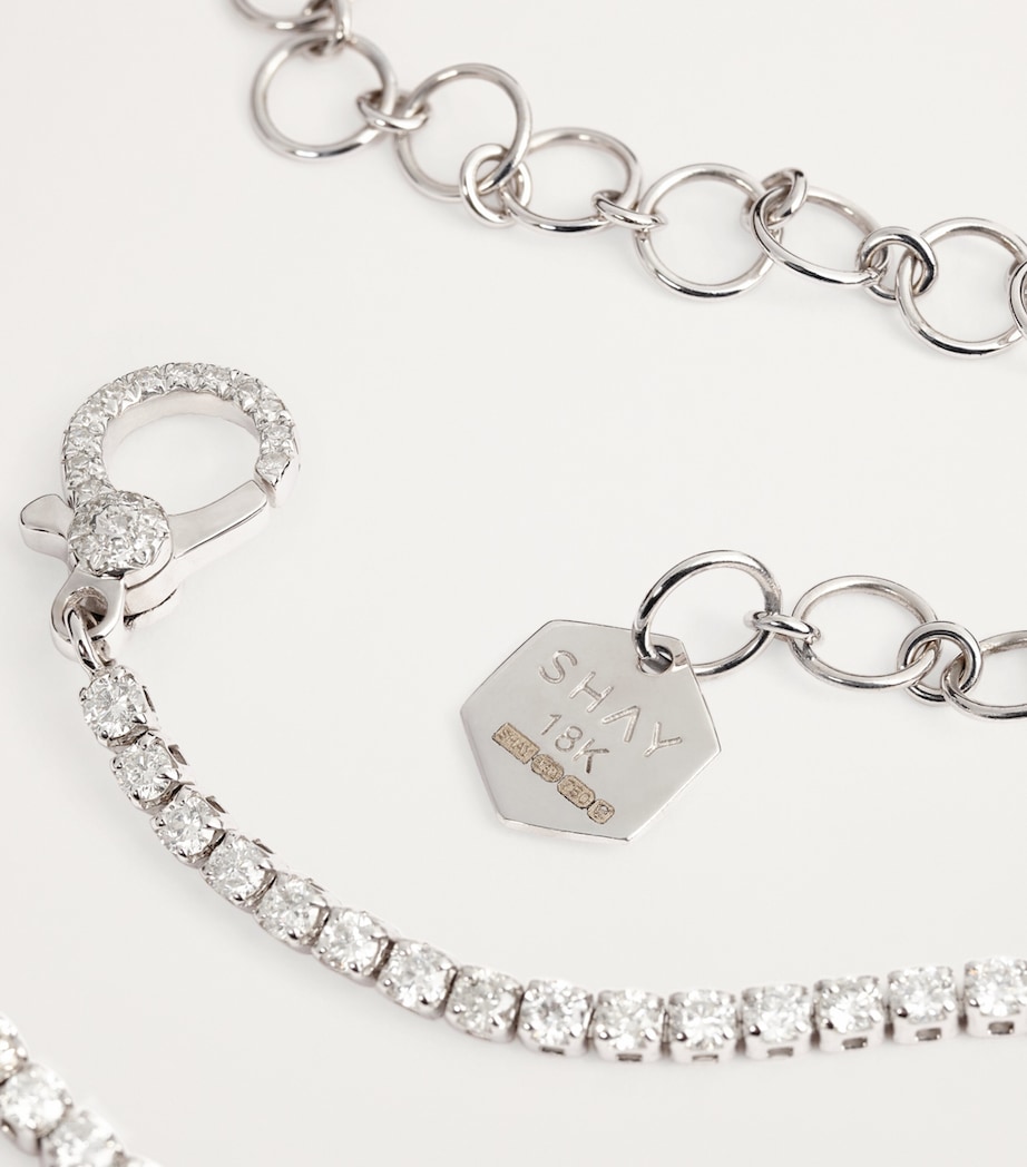 White Gold and Diamond Singe Line Thread Choker WHITE GOLD Image 3