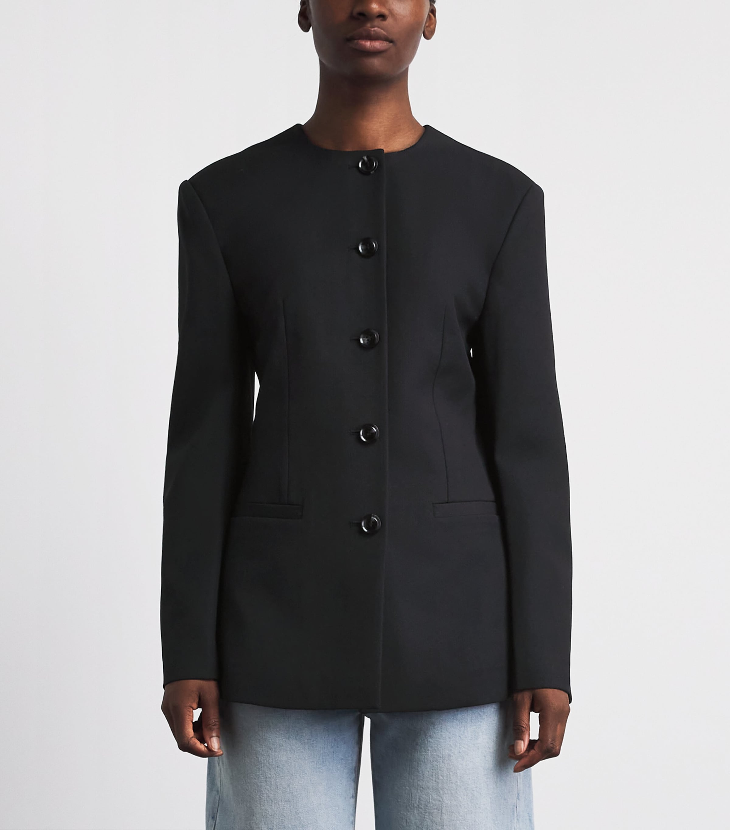ANINE BING Womens Collarless Huda Blazer Black Image 4