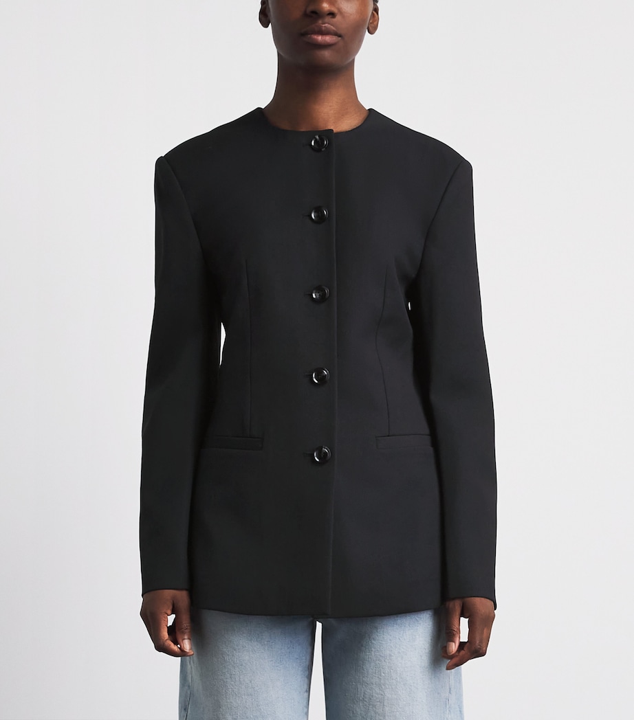 ANINE BING Womens Collarless Huda Blazer Black Image 4