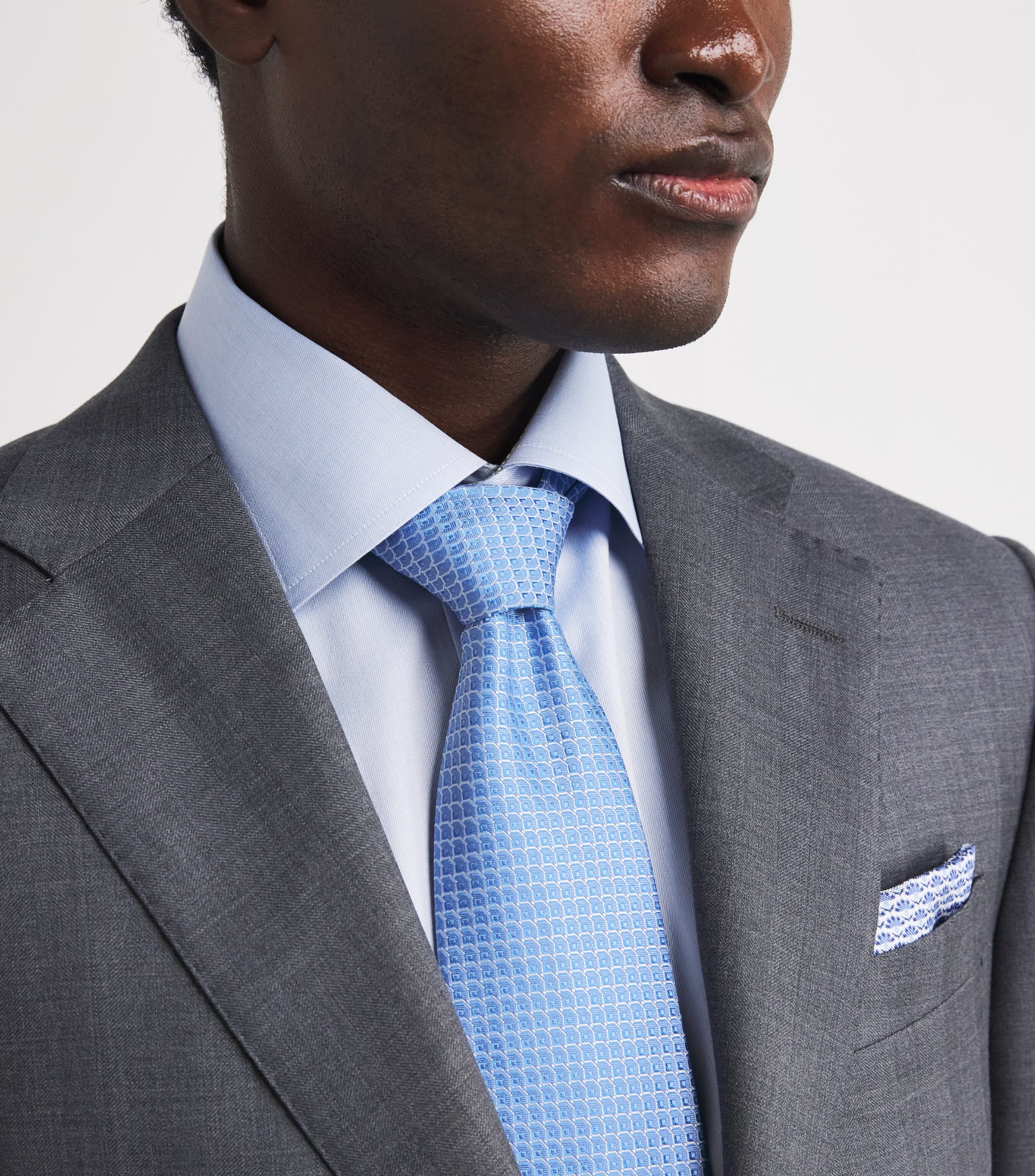 Silk Geometric Tie 20 LIGHT BLUE Image 2