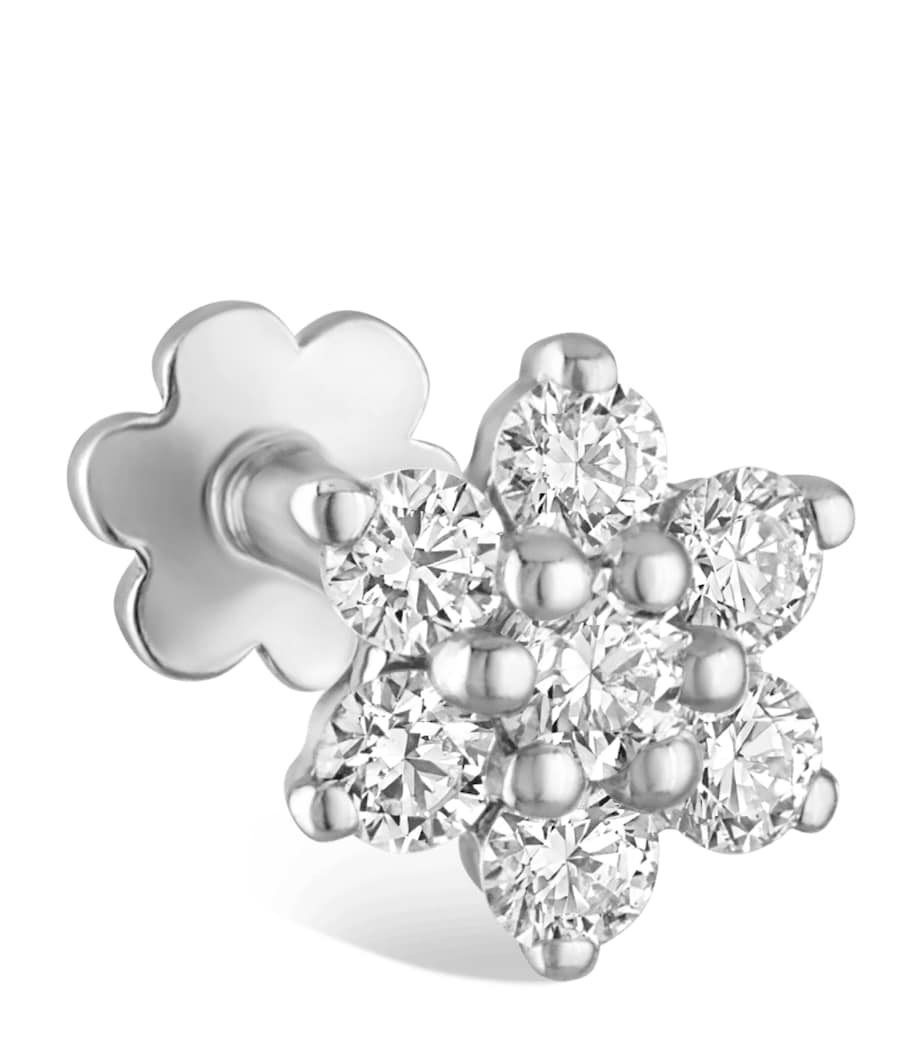White Gold and Diamond Flower Threaded Stud Earring (5.5mm) WHITE GOLD Image 1