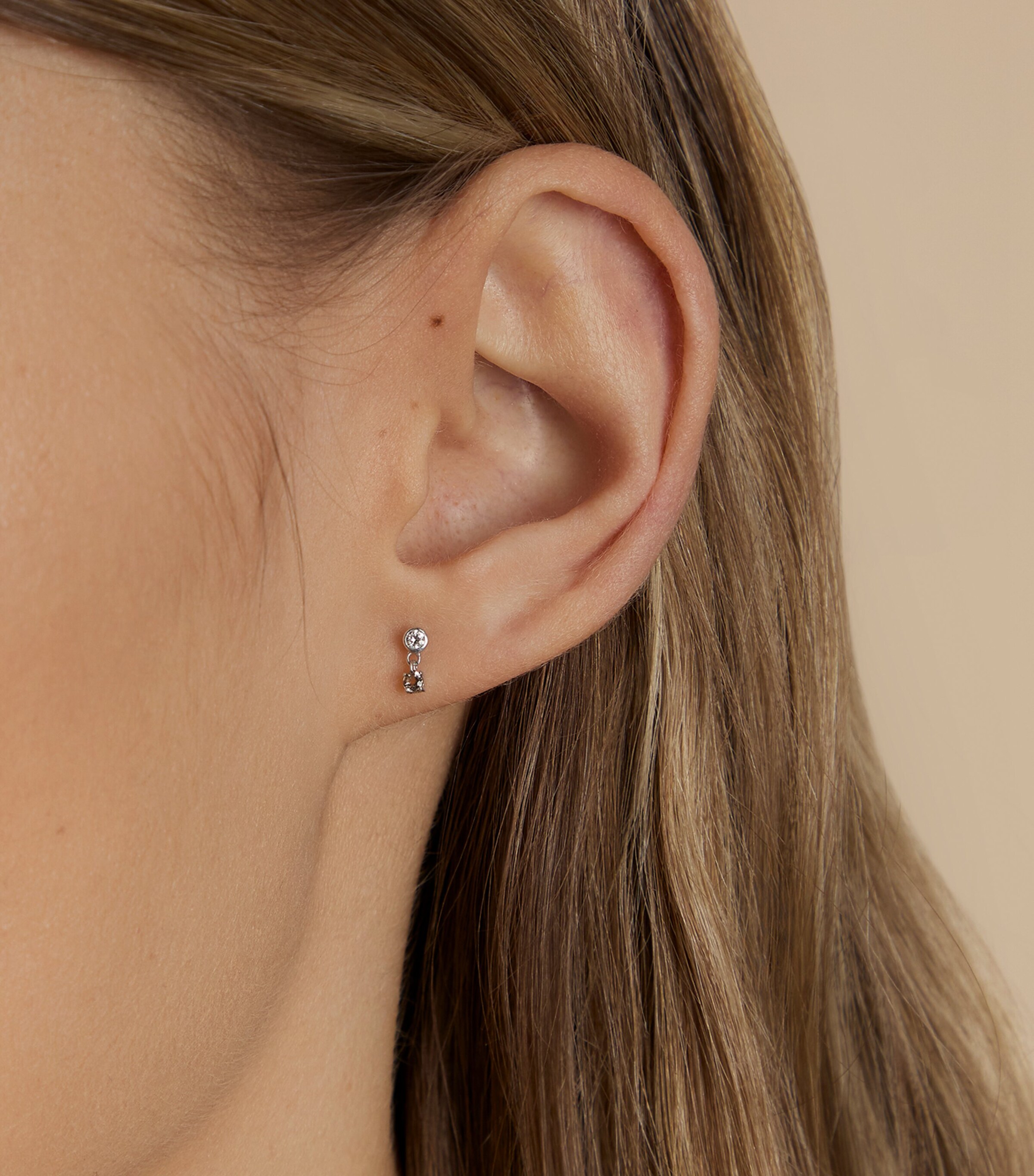 Astrid & Miyu Rhodium-Plated Charm Stud Earrings White Gold Image 2
