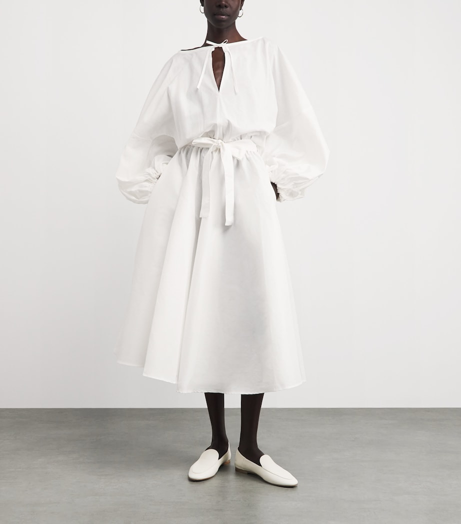 Palmer//Harding Womens Sonnet Midi Dress White Linen Blend Image 2