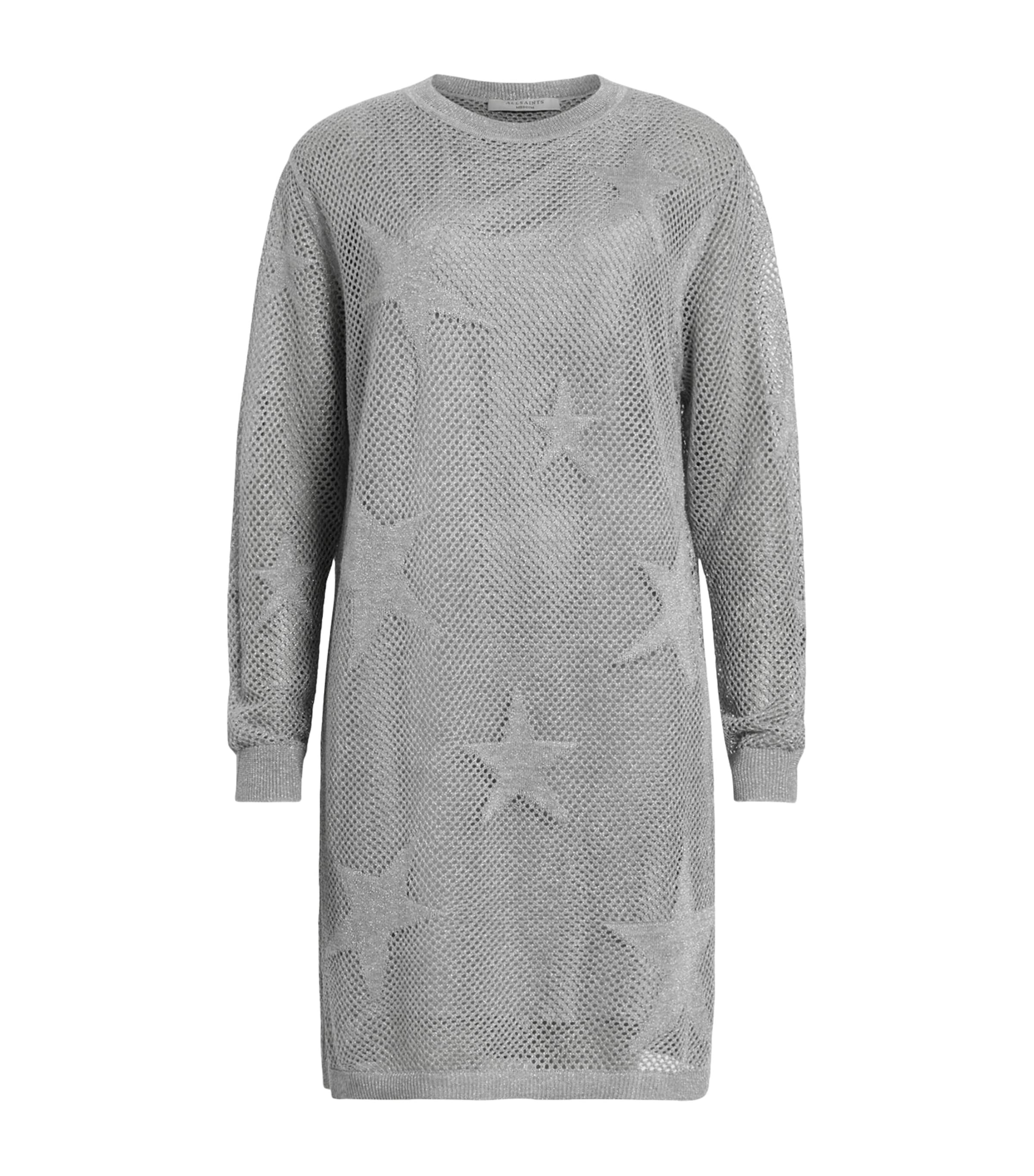 Shop Allsaints Open-stitch Seraph Mini Dress In Grey