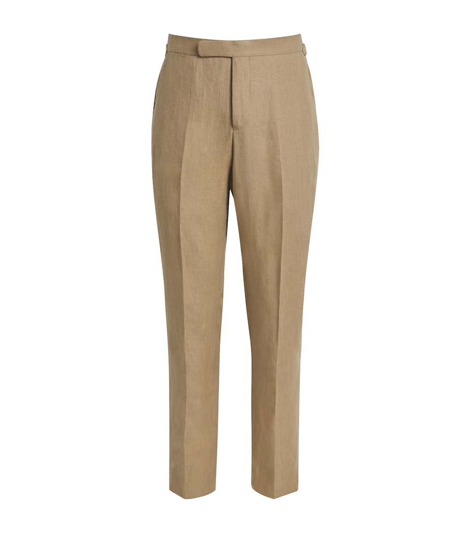 Linen Tailored Trousers KHAKI Image 1