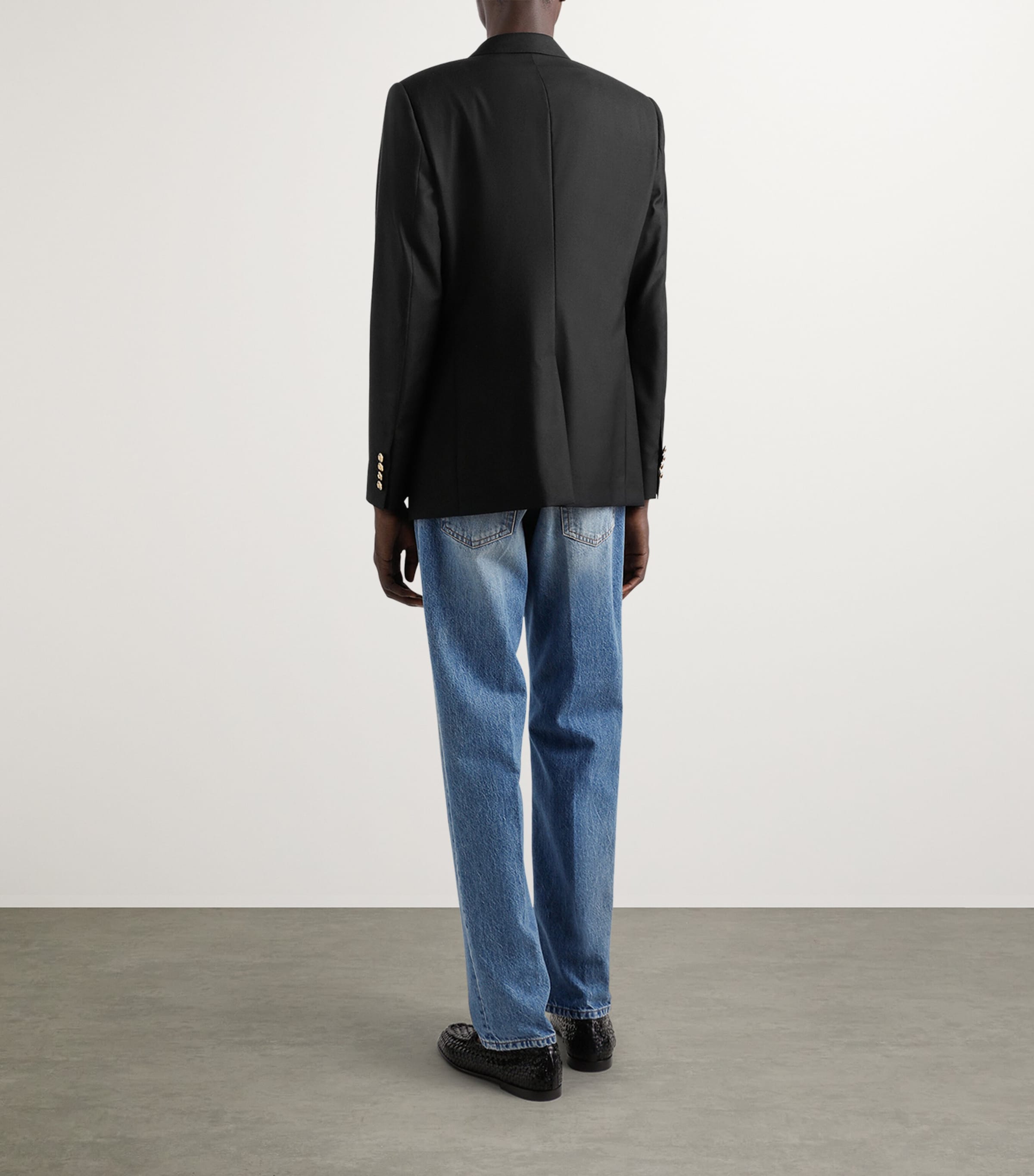 Virgin Wool-Silk Blazer N0000-BLACK Image 5