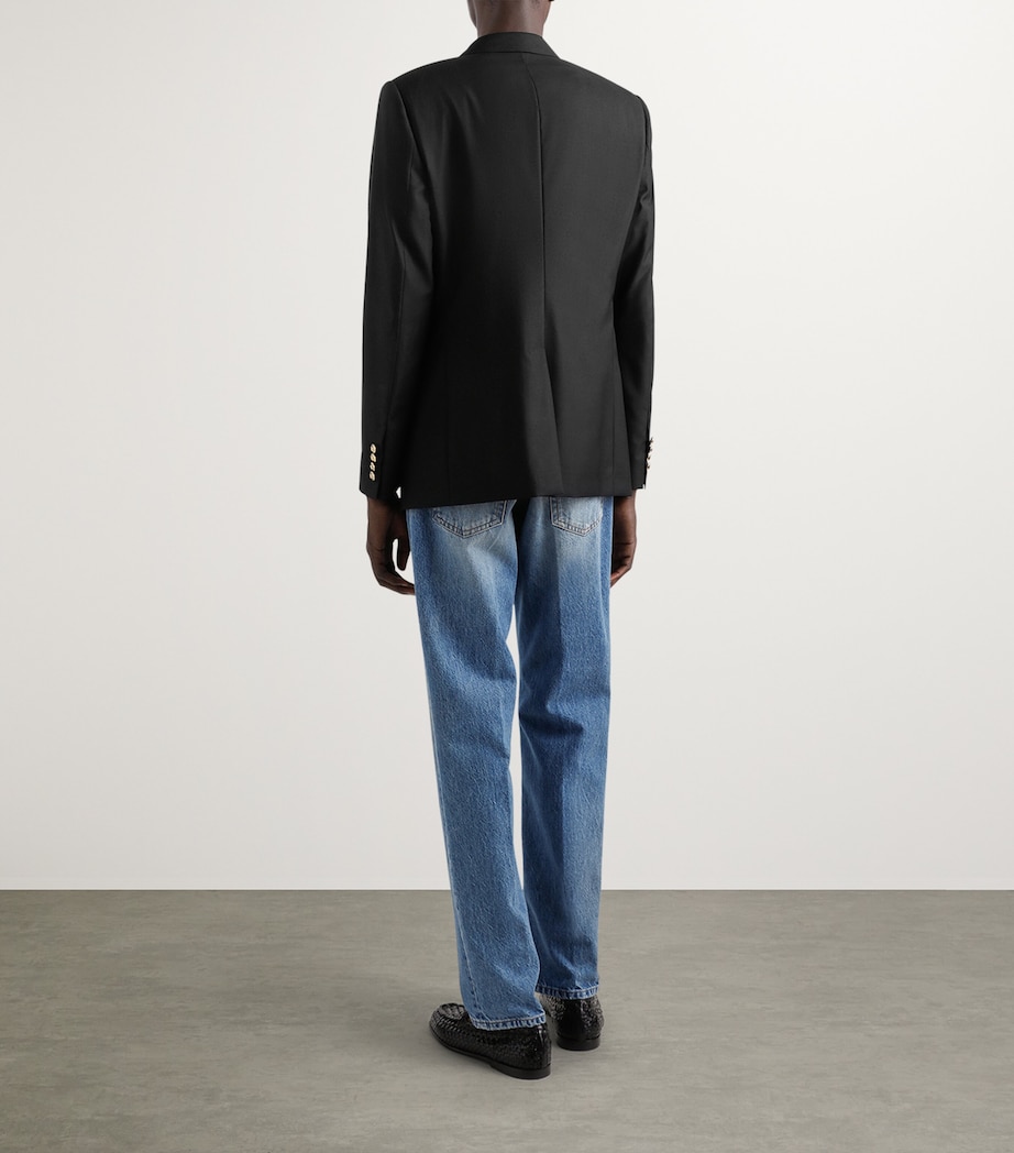 Virgin Wool-Silk Blazer N0000-BLACK Image 5