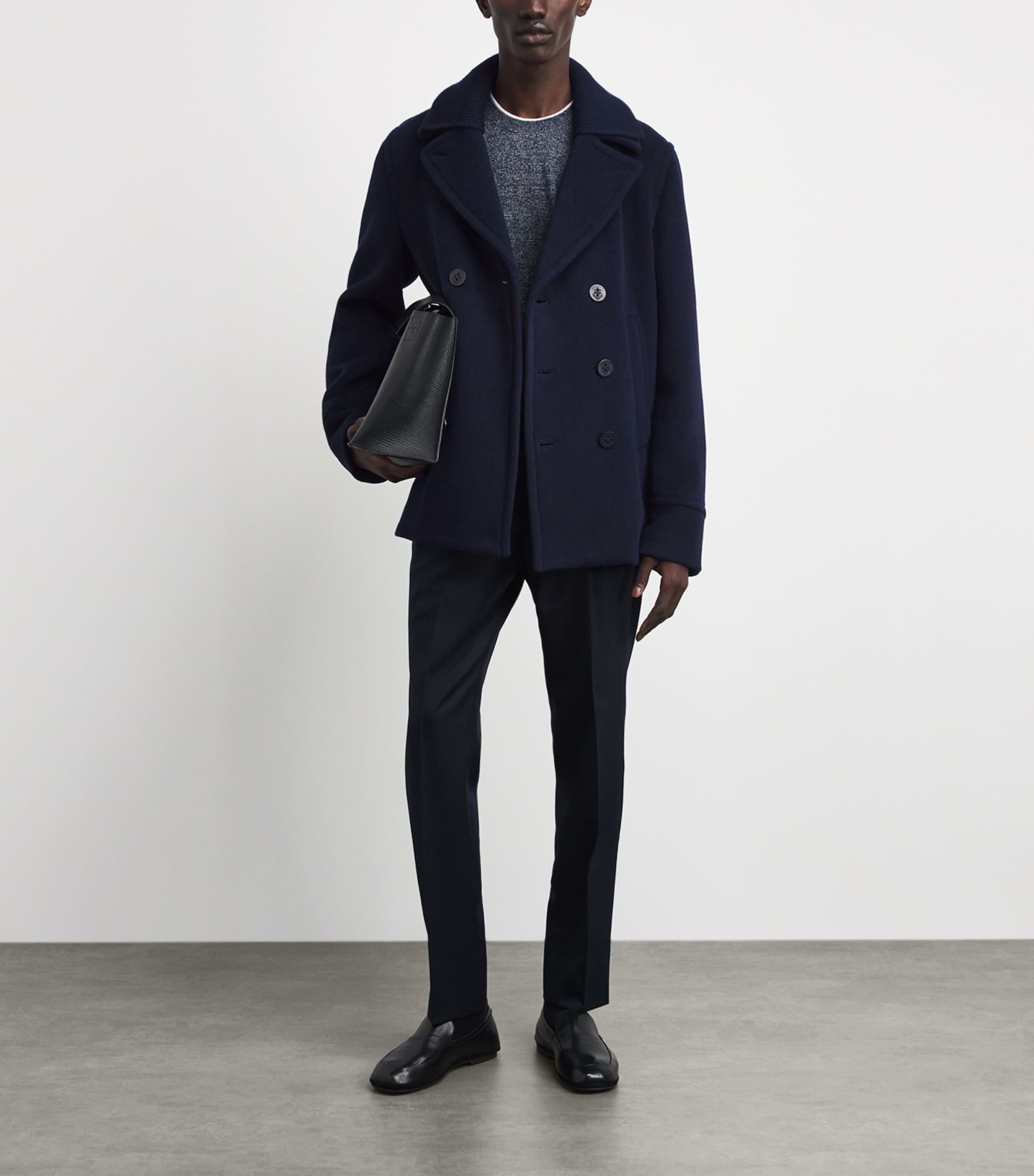 Paul & Shark Mens Wool-Blend Peacoat Blue Image 2