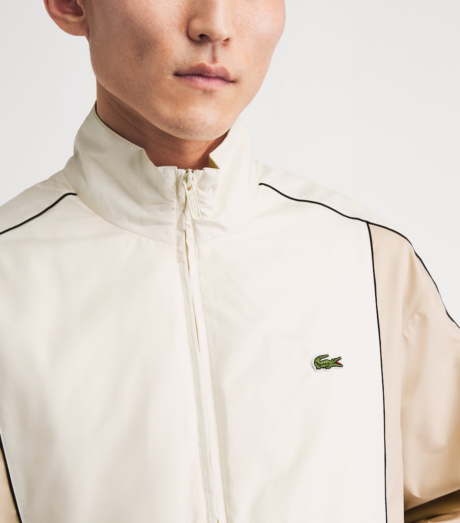 Lacoste Mens Taffeta Water-Repellent Track Jacket Cream Image 3