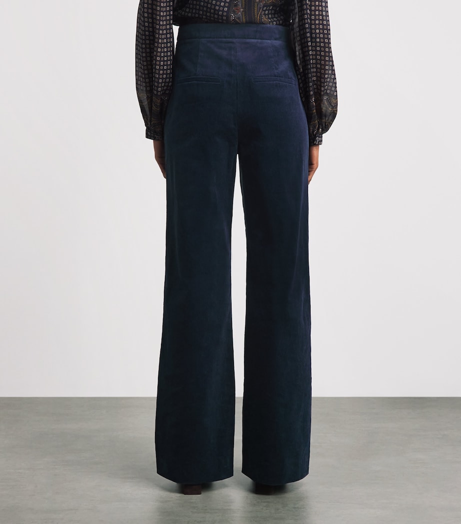 Veronica Beard Womens Corduroy Holt Wide-Leg Trousers Heritage Navy Image 5