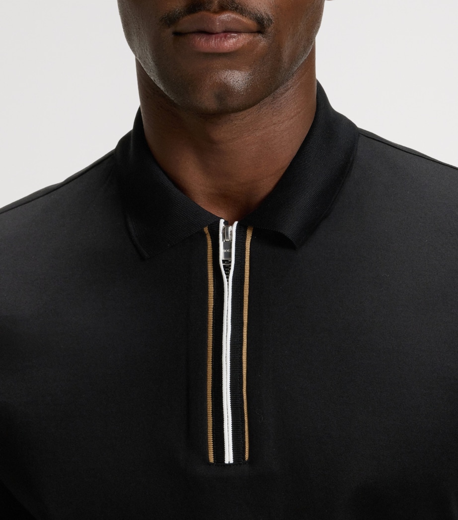 Mercerised Cotton Zip Polo Shirt 1 Image 5