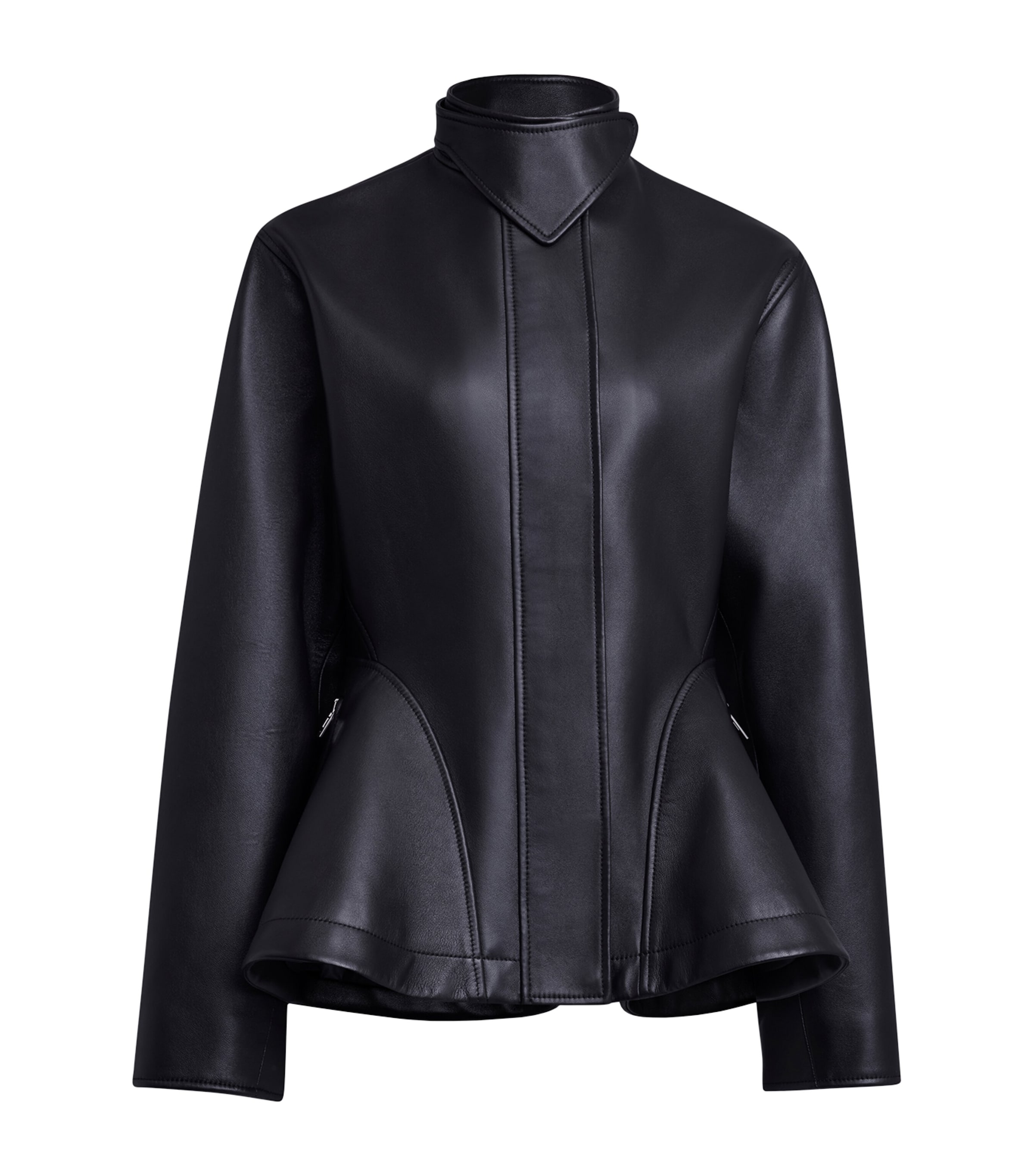 Alaïa Womens Noir Alaia Peplum Band-collar Leather Jacket In Black
