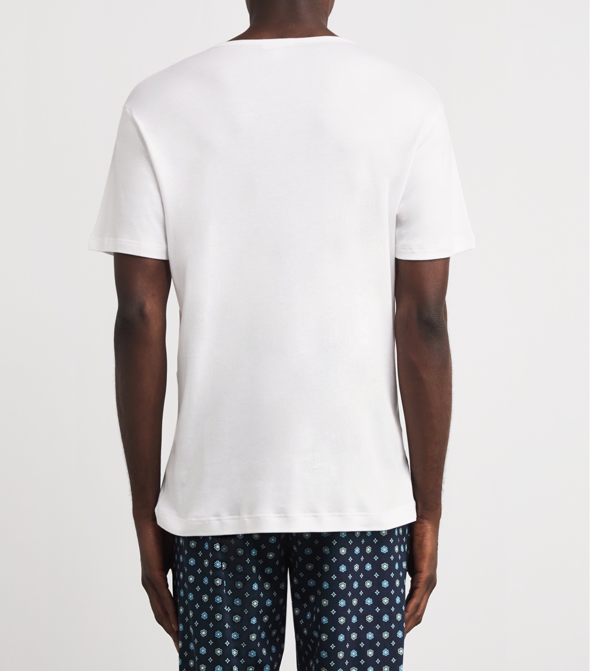 Sea Island Cotton V-Neck T-Shirt WHITE Image 4