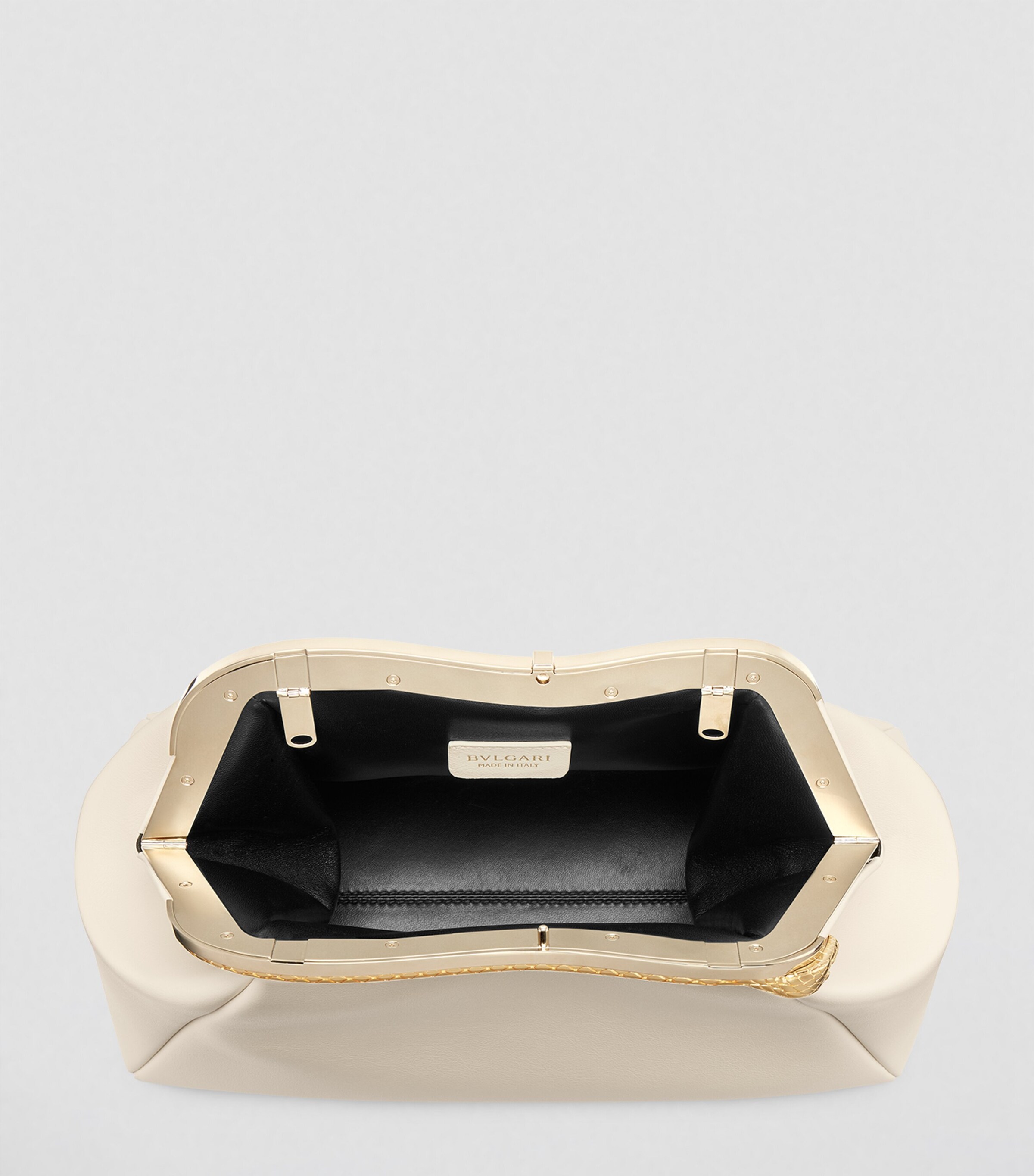 Bvlgari Medium Leather Serpentine Clutch Bag White Image 4