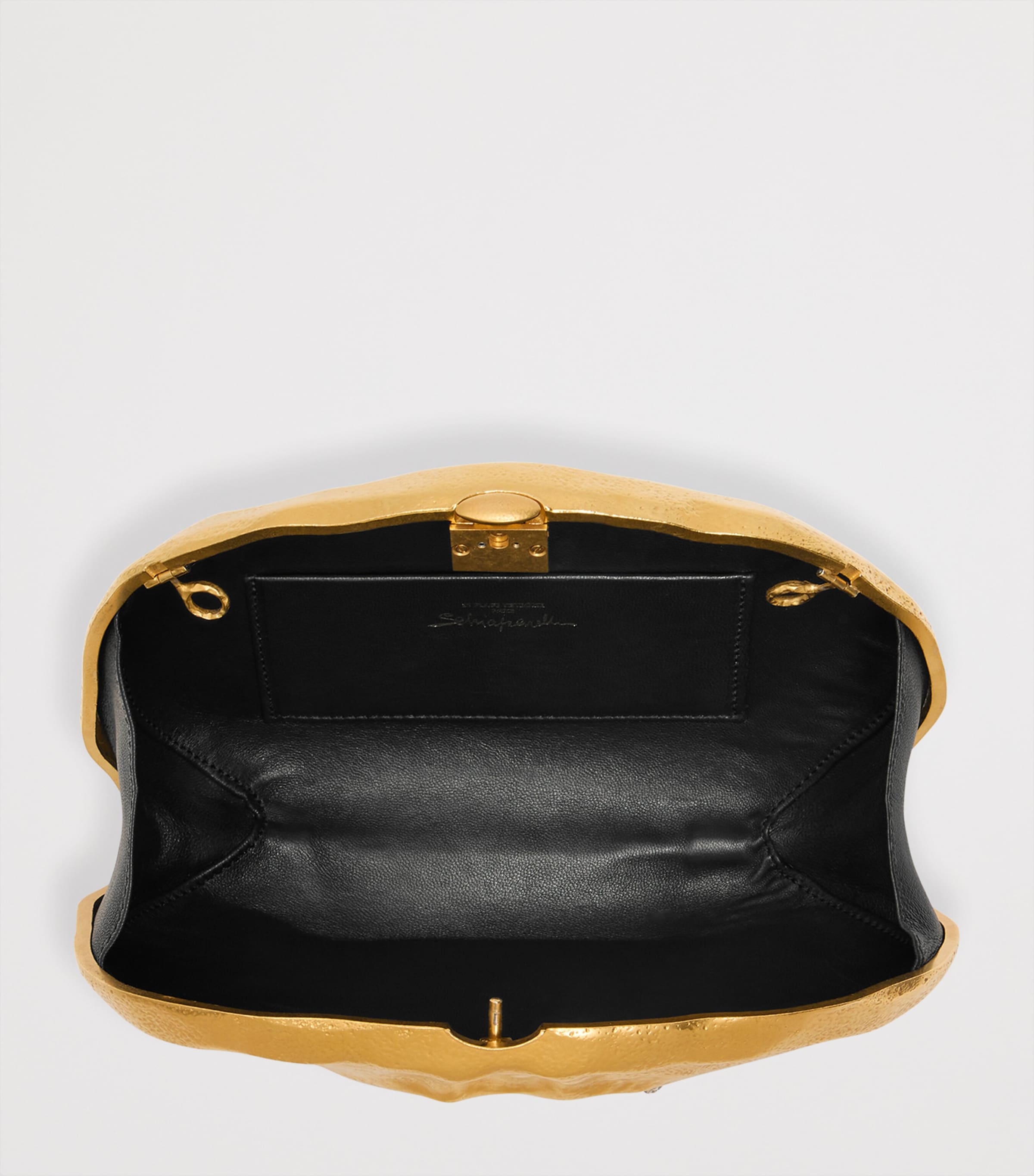 Schiaparelli Metallic Leather Mouth Bijoux Clutch Bag Gold Image 3