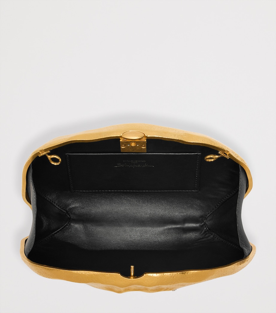 Schiaparelli Metallic Leather Mouth Bijoux Clutch Bag Gold Image 3