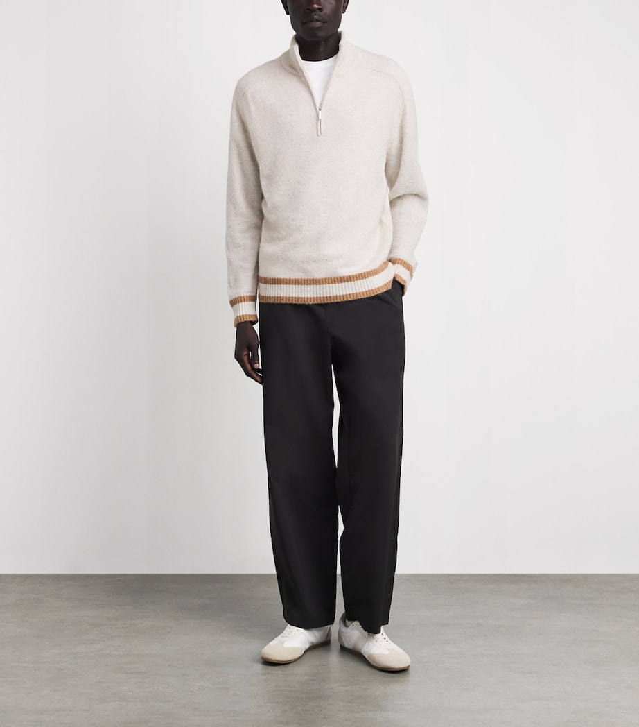 CHÉ Mens Wool-Blend Quarter-Zip Cillian Sweater Ecru Image 2
