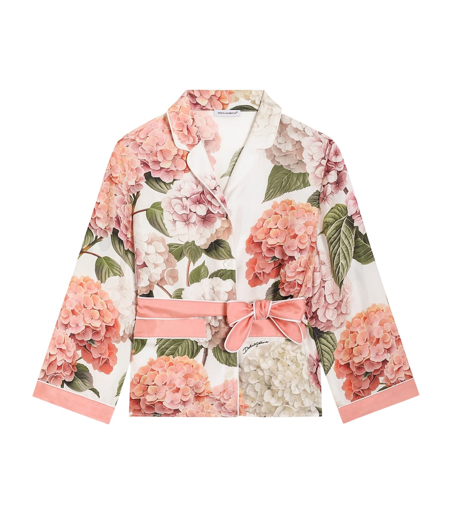 Dolce&Gabbana Kids Silk Hydrangea Print Shirt (8-12+ Years) Ortensie Bordo Image 1