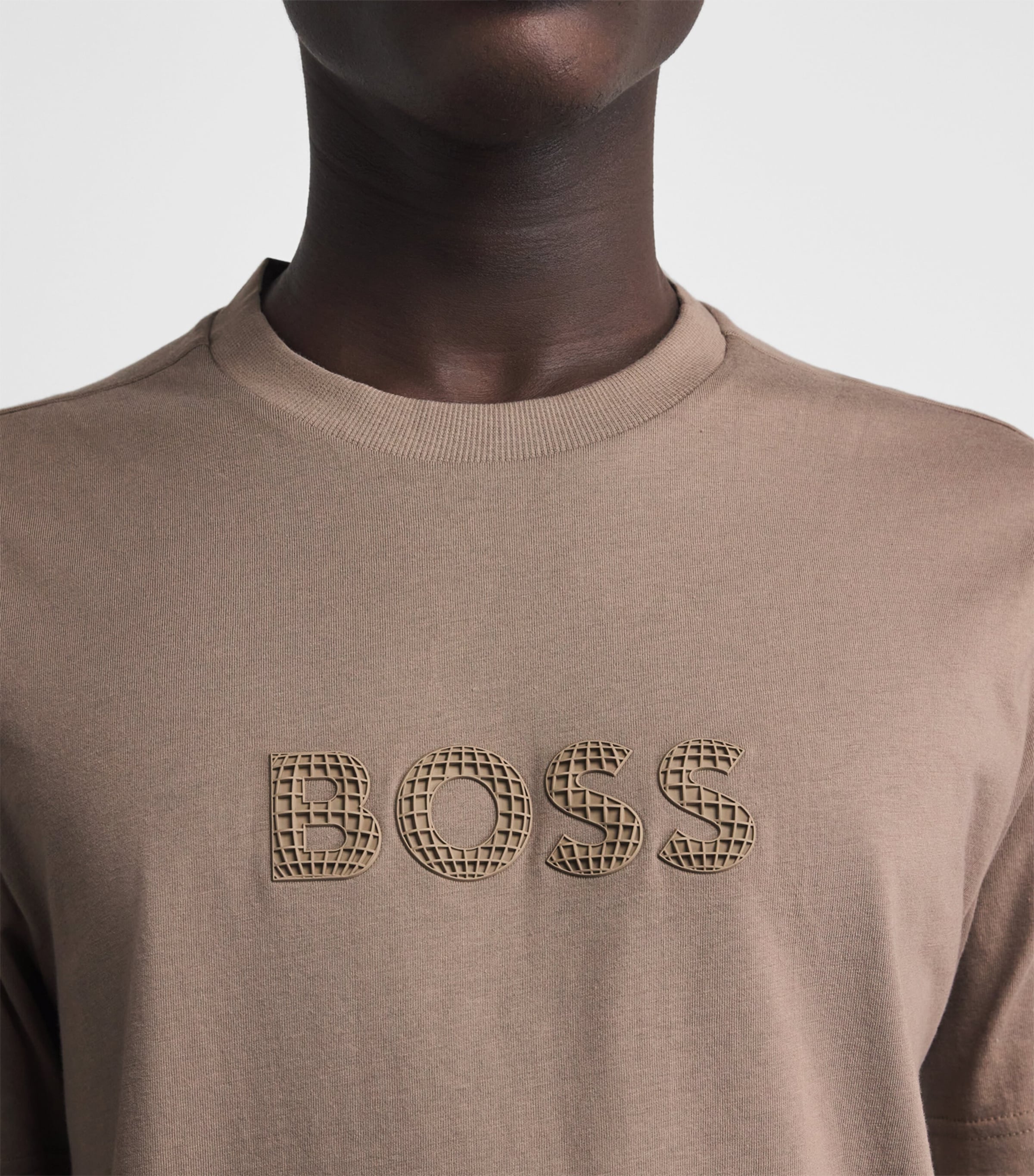BOSS Mens Cotton Textured Logo T-Shirt Pastel Green Image 3