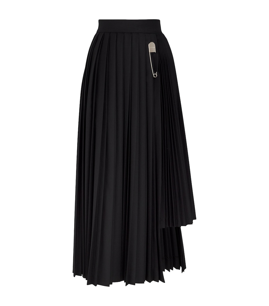 Laura Pitharas Womens Wool Contrast Pleated Skirt Solid Black Image 1