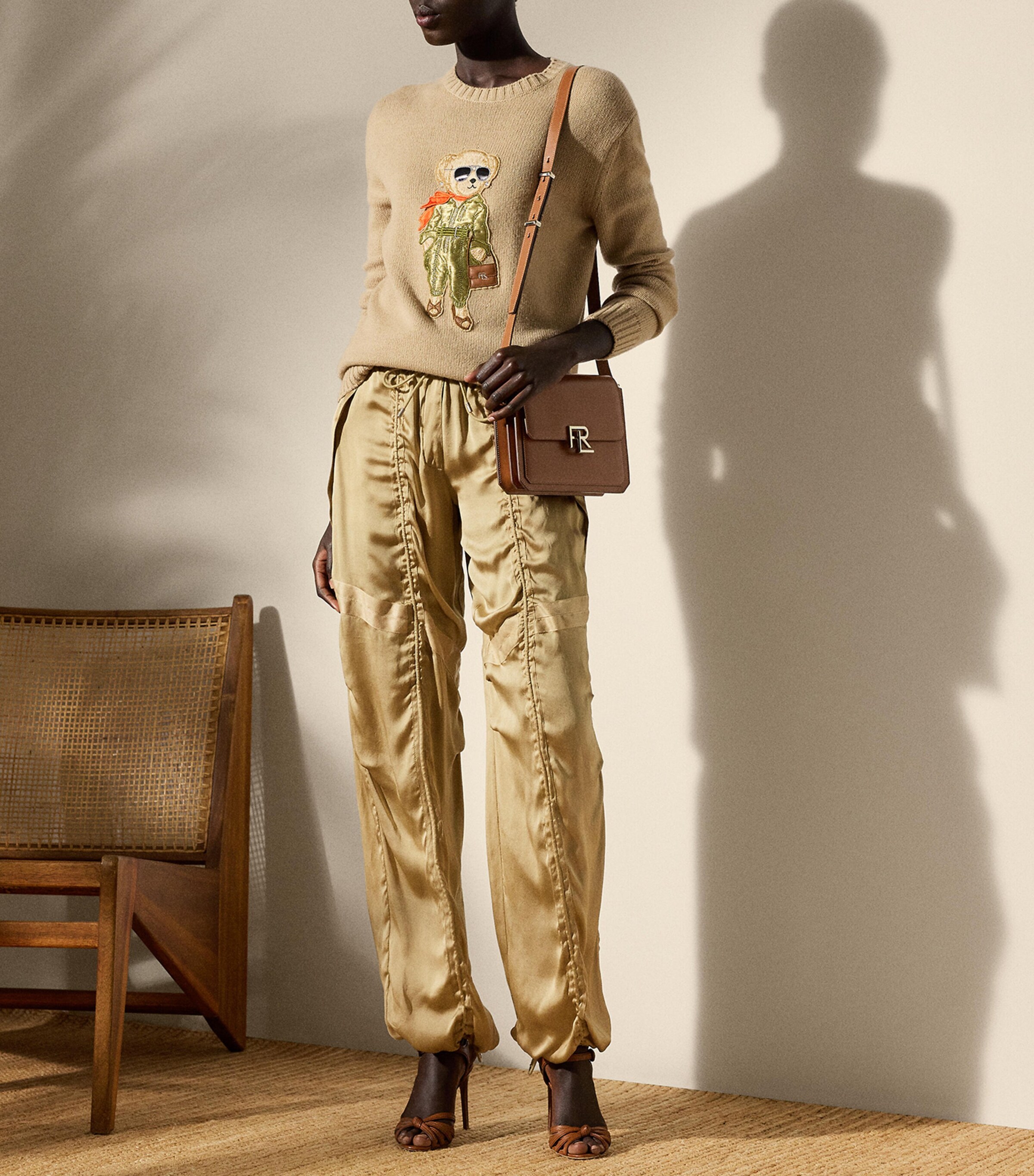 Cashmere Polo Bear Sweater LUX TAN Image 2