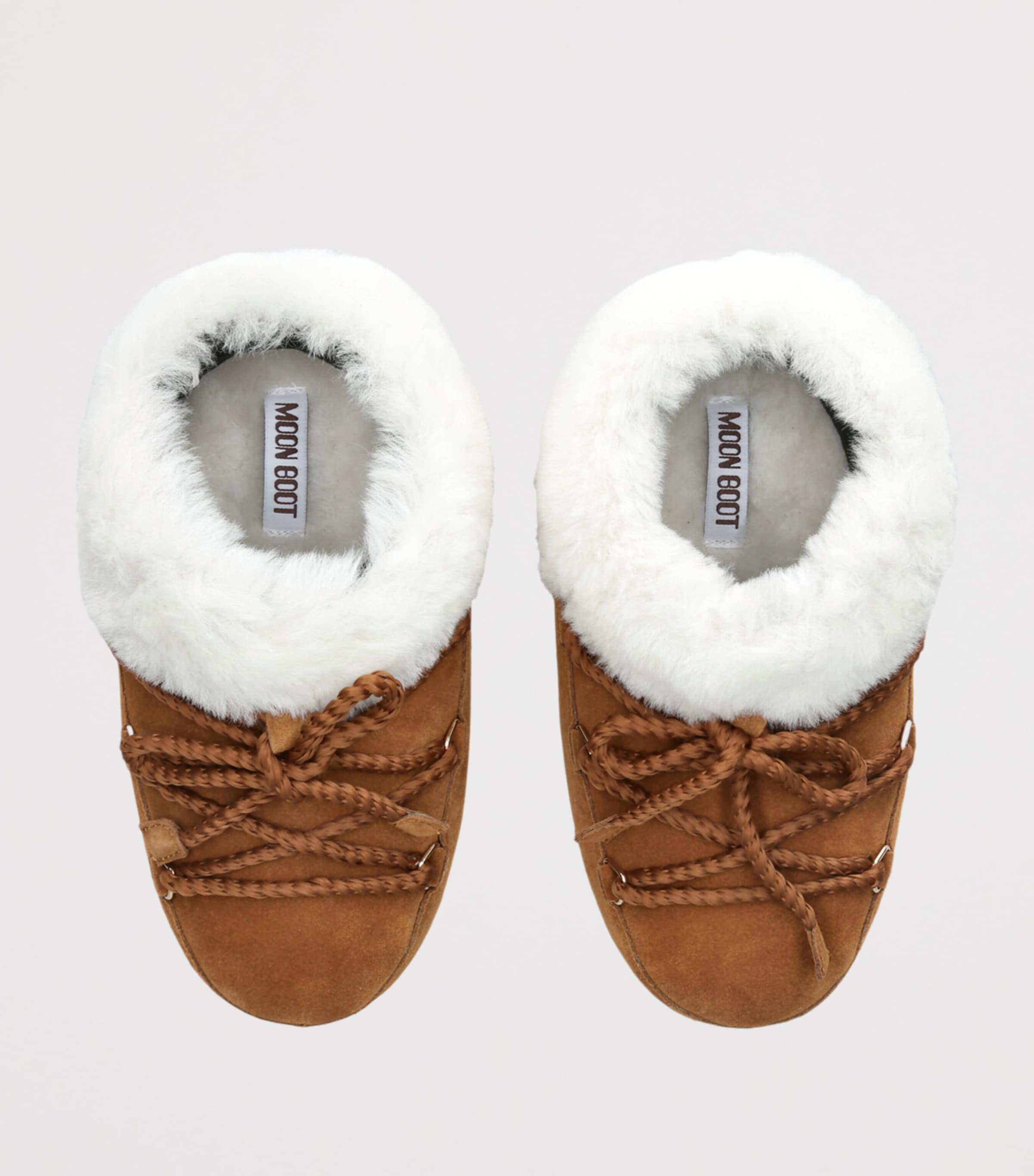 Suede Shearling-Trim EVX Mules BROWN/OTH Image 4