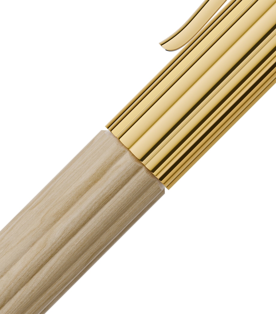 Gold-Trim Hornbeam Wood Bloom Ballpoint Pen GOLD Image 4