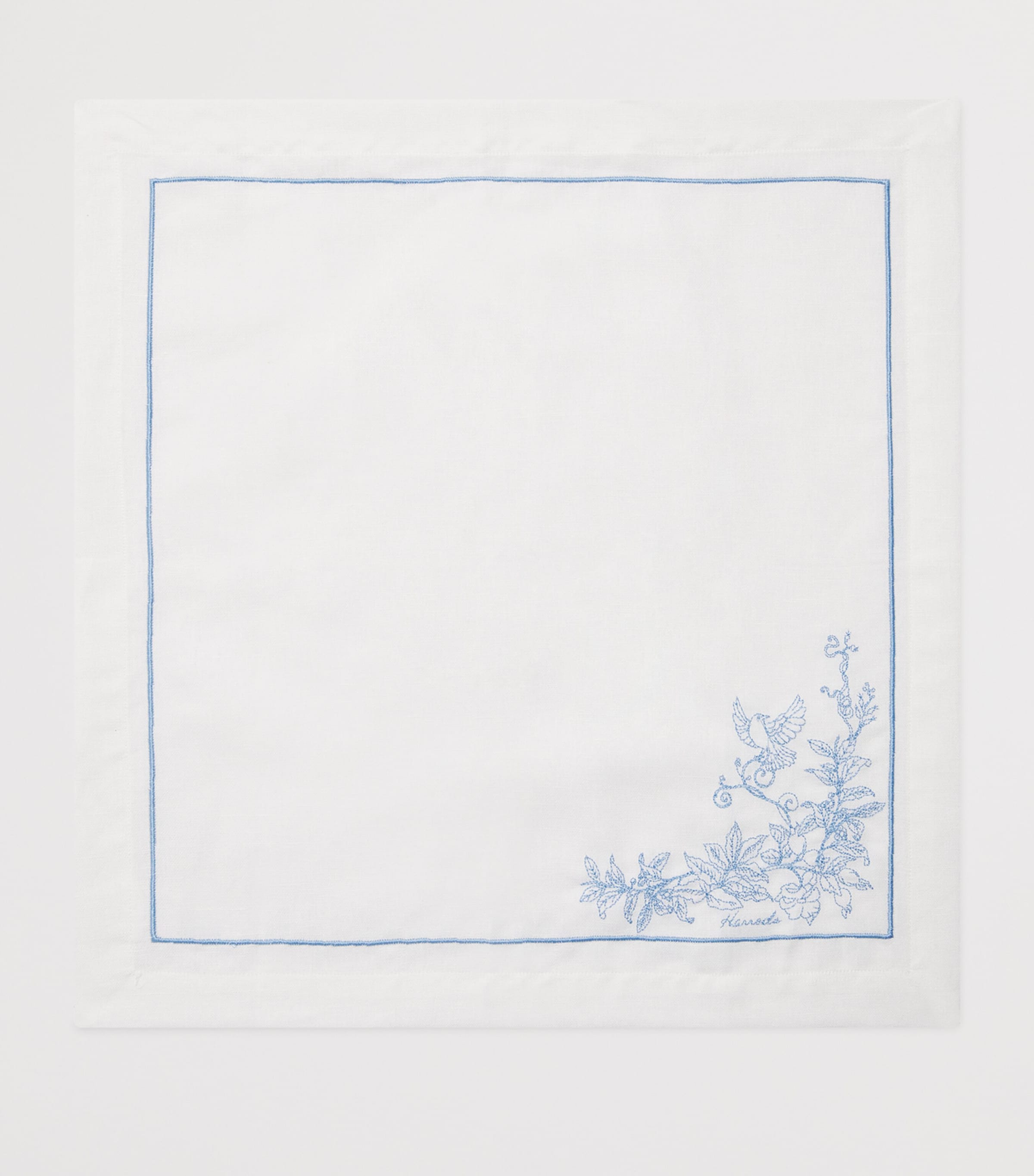 Set of 4 Cotton-Linen Embroidered Napkins BLUE Image 2