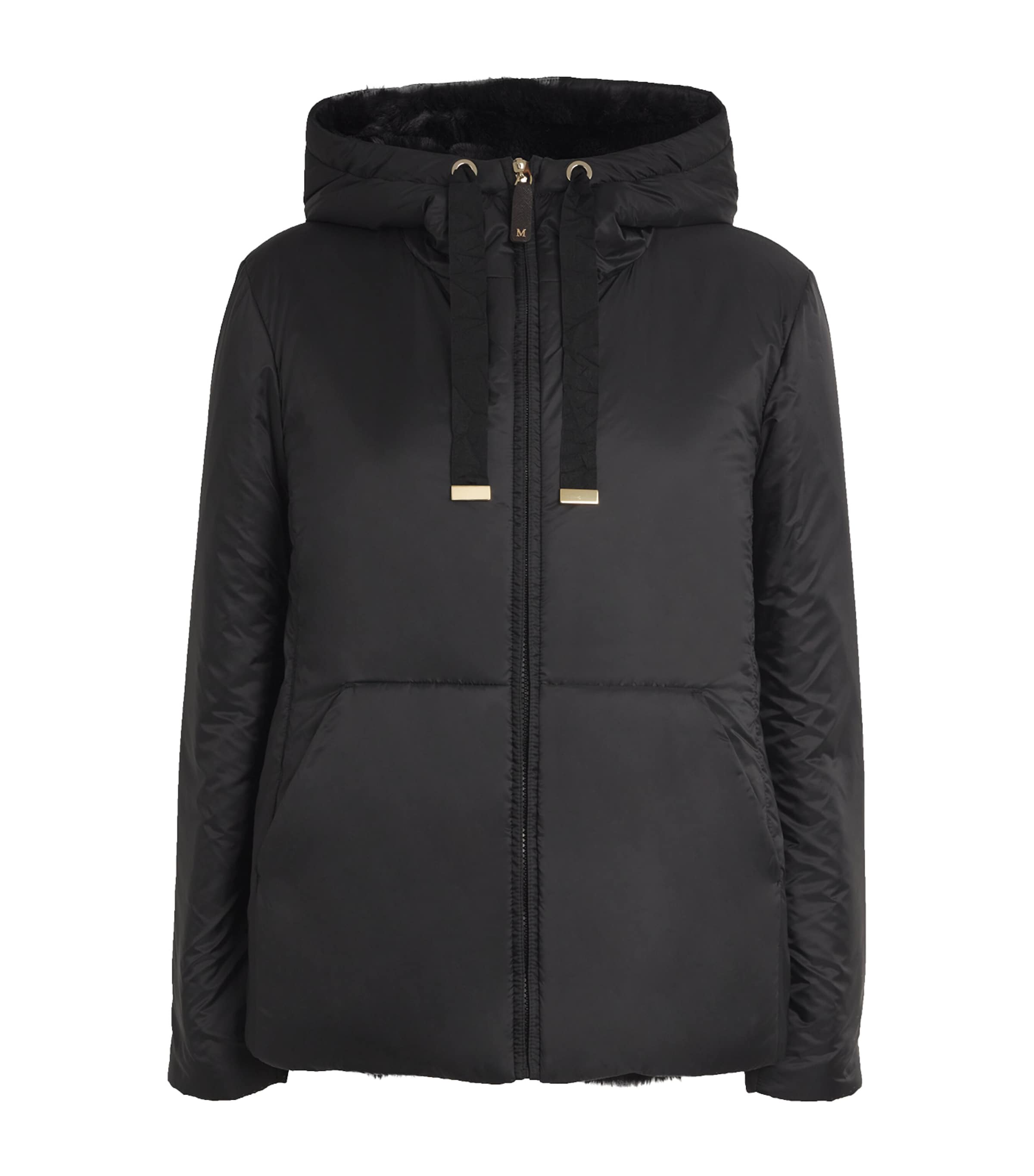 Max Mara Hooded Puffer Jacket In Black