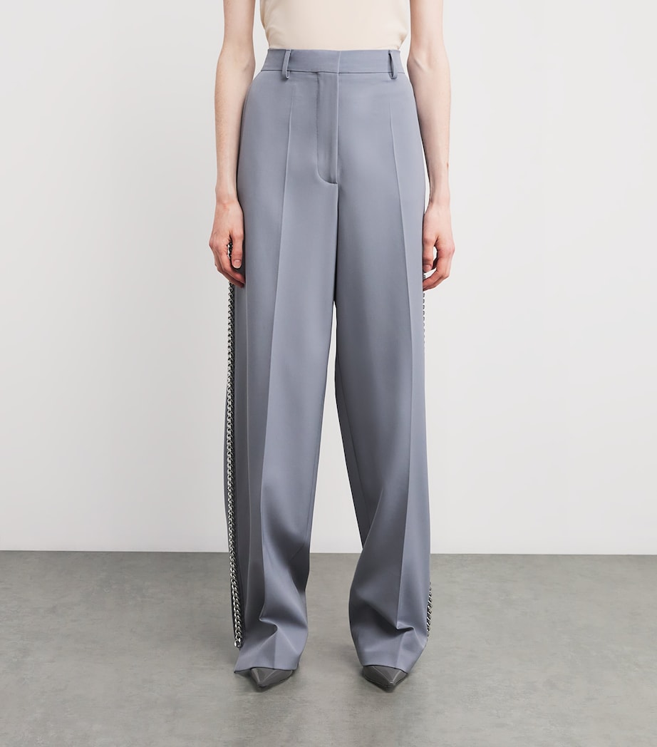 Wool-Stretch Chain-Embellished Straight Trousers 9940 MIST Image 3