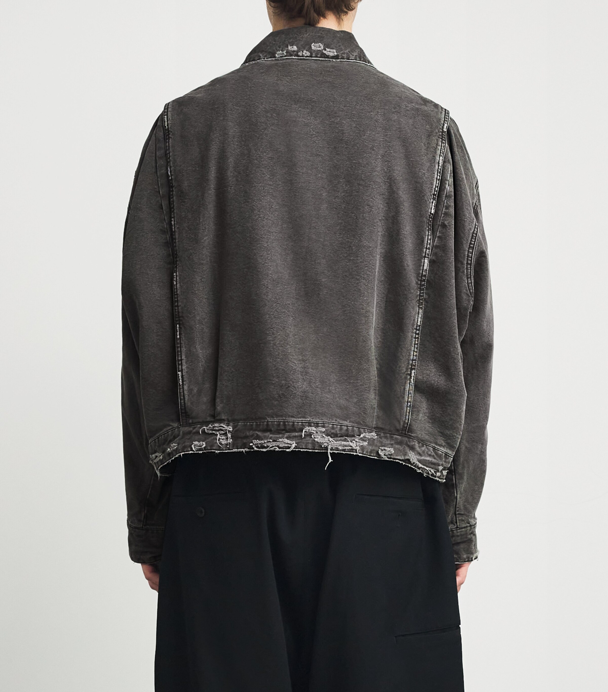 COLE BUXTON Mens Distressed Trucker Jacket Black Image 4