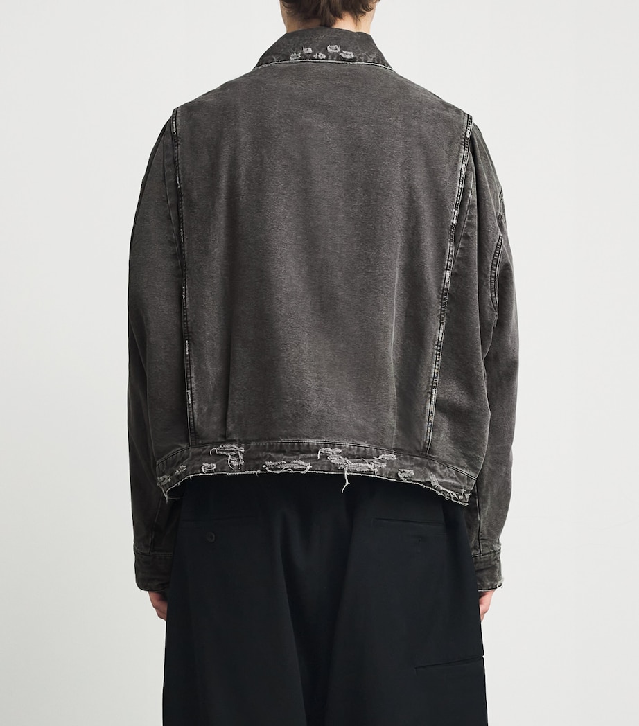 Distressed Trucker Jacket 000 BLACK Image 4