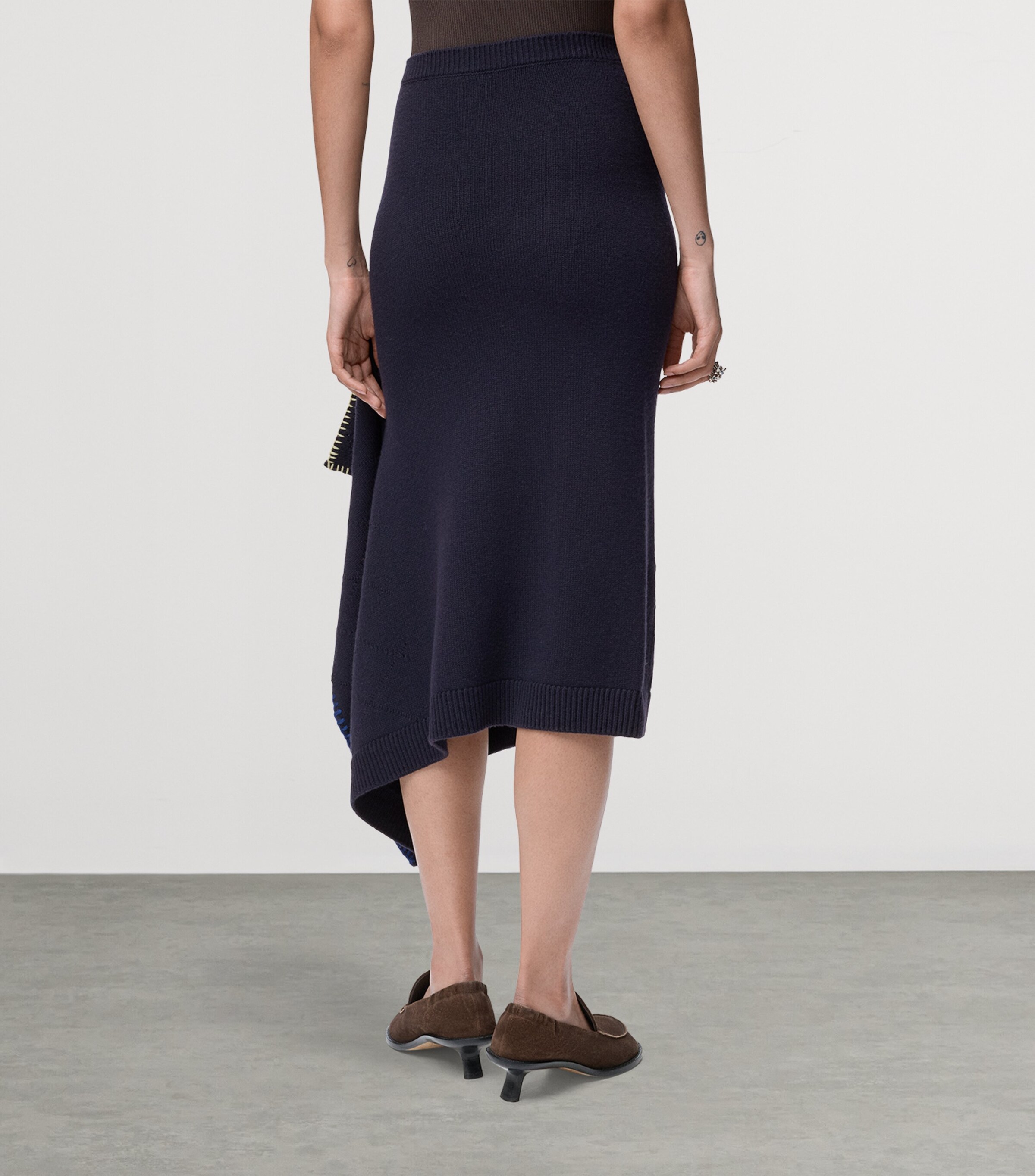 Knitted Asymmetric Skirt DARK NAVY BLUE Image 4