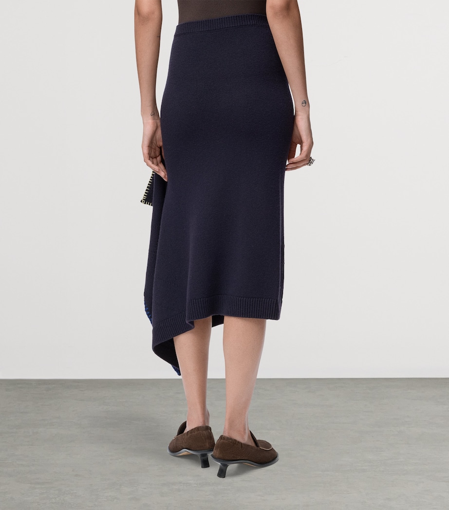 Knitted Asymmetric Skirt DARK NAVY BLUE Image 4