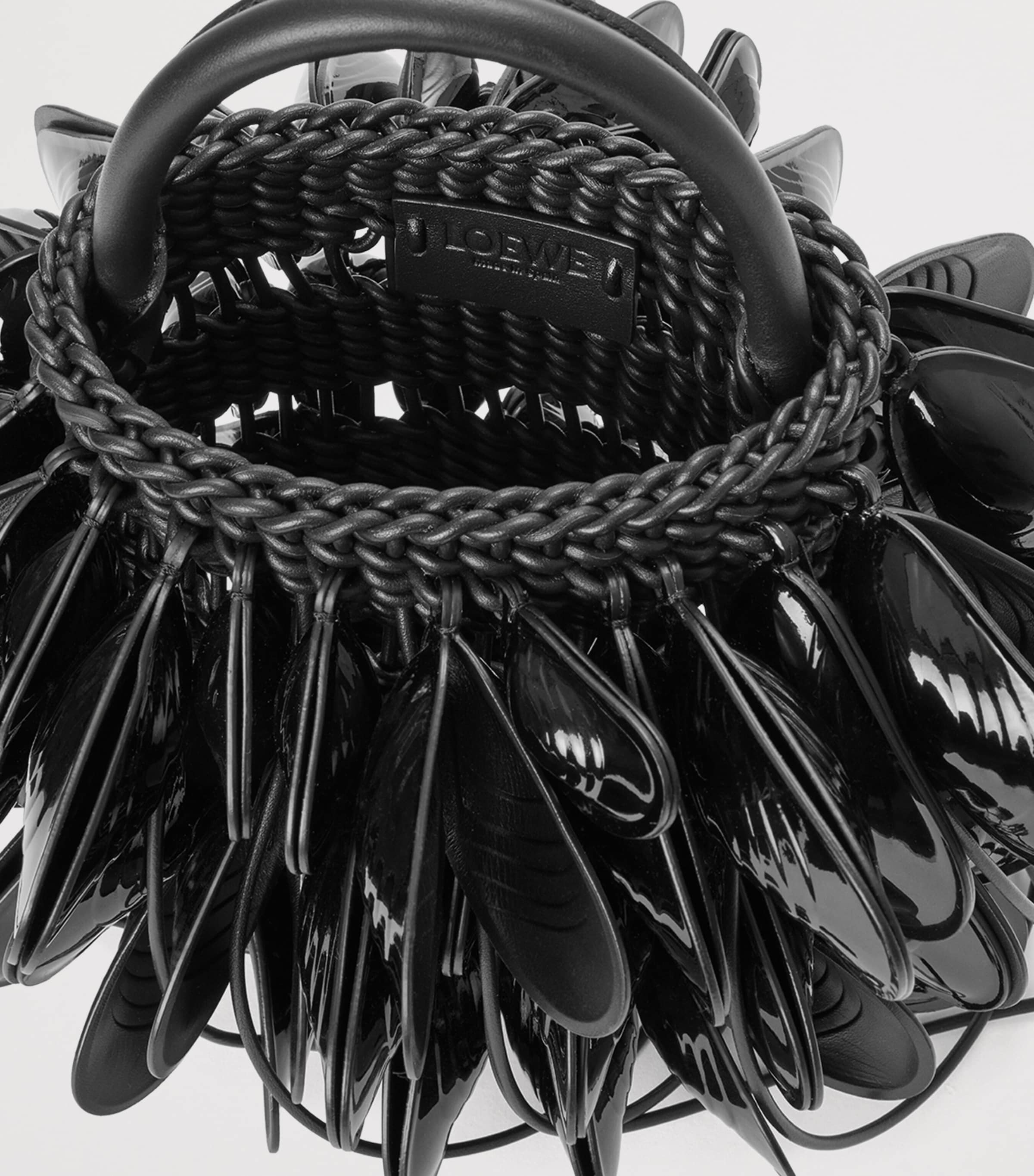 Leather Shell Bucket Bag BLACK Image 7