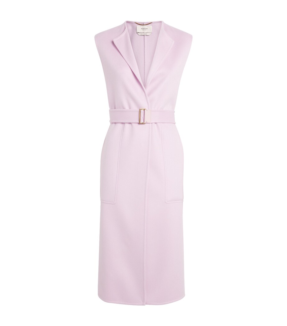 Agnona Womens Cashmere Sleeveless Coat Pink Lilium Image 1