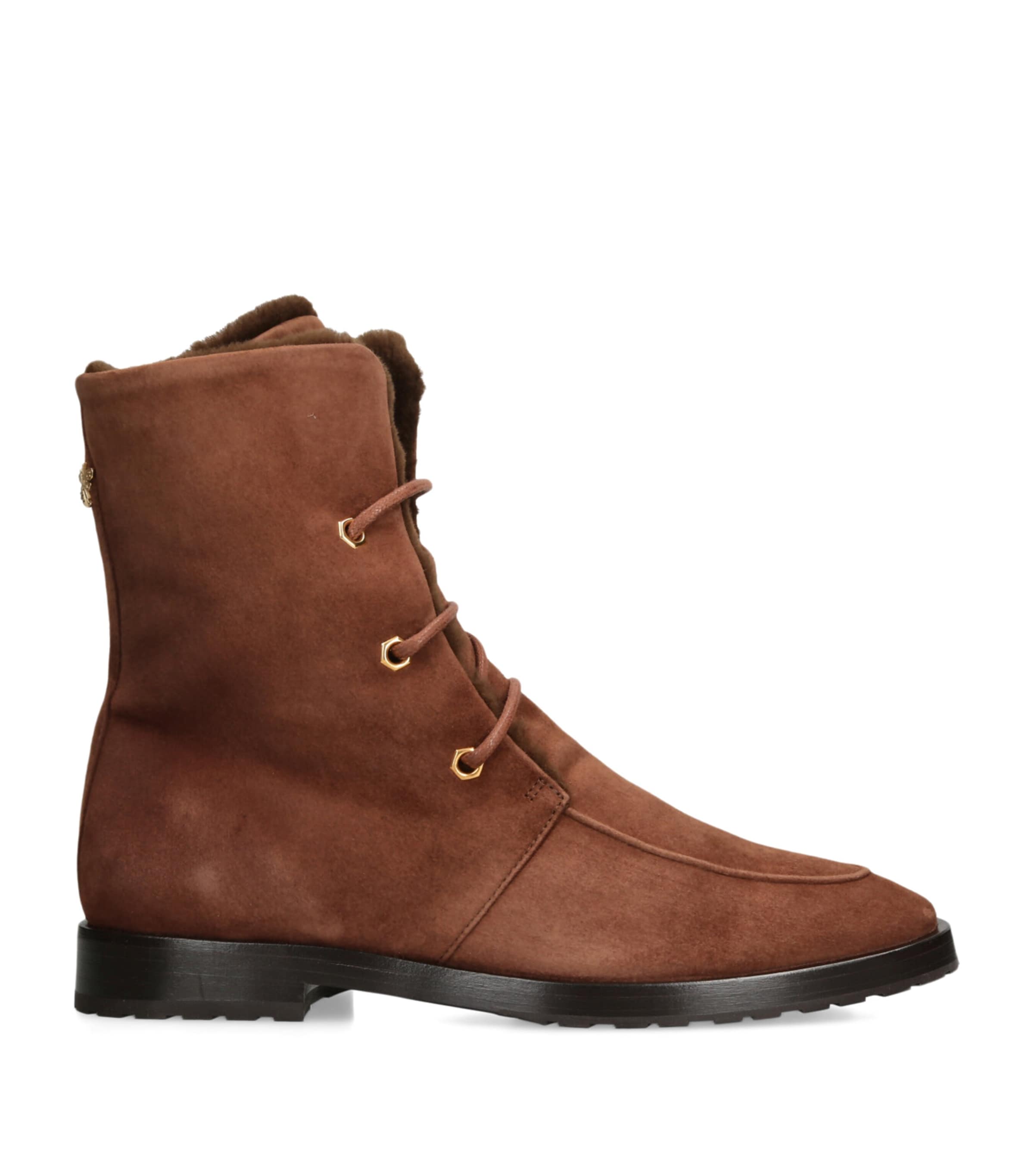 Bougeotte Suede Shearling-lined Boots In Brown