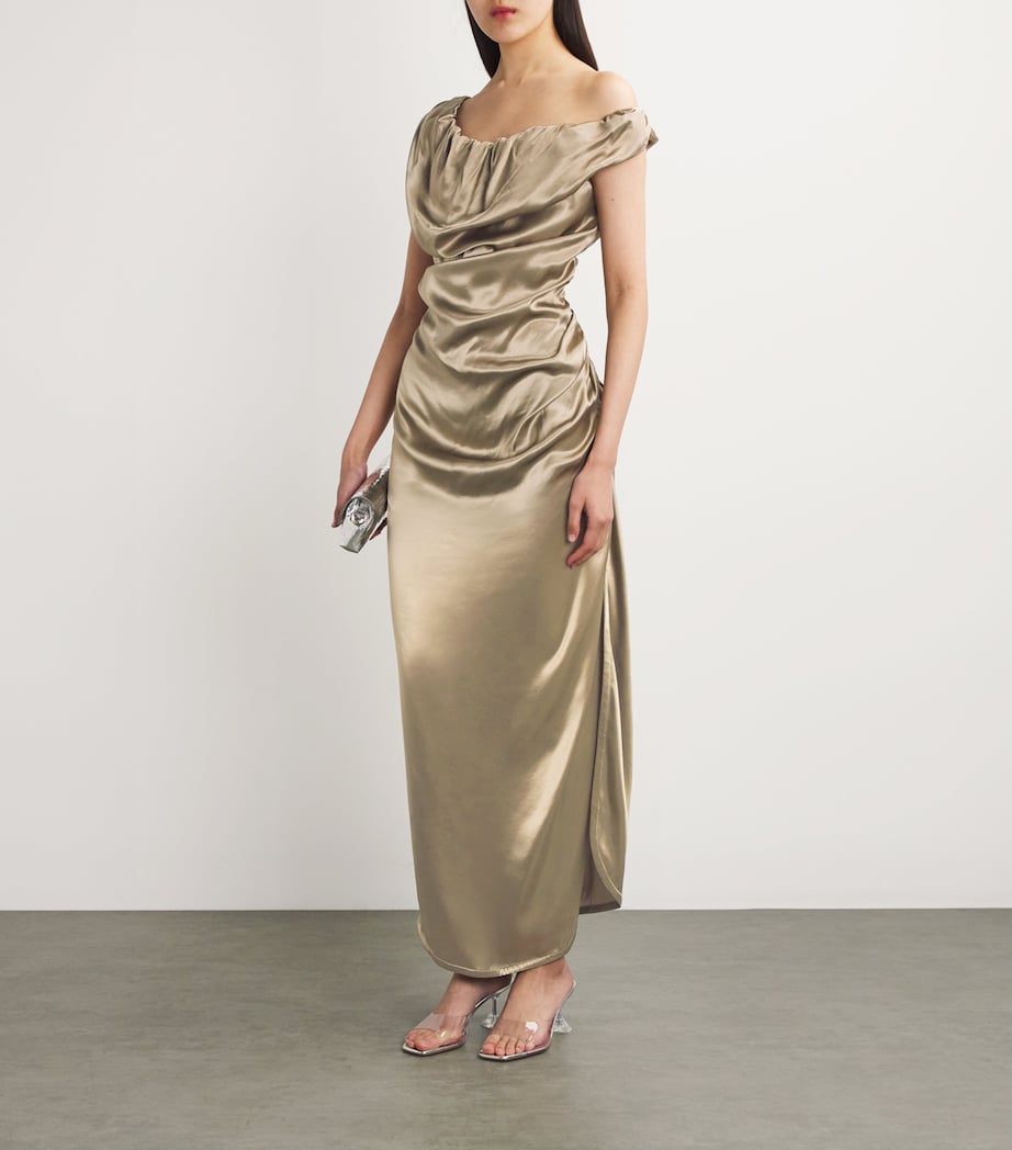 Vivienne Westwood Womens Ginnie Pencil Maxi Dress Gold Image 2