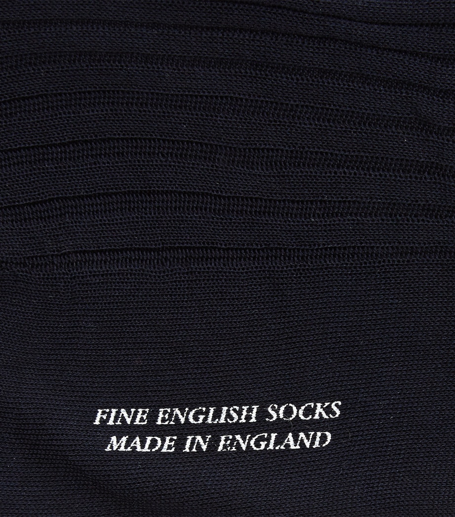Egyptian Cotton Lisle Short Socks NAVY Image 2